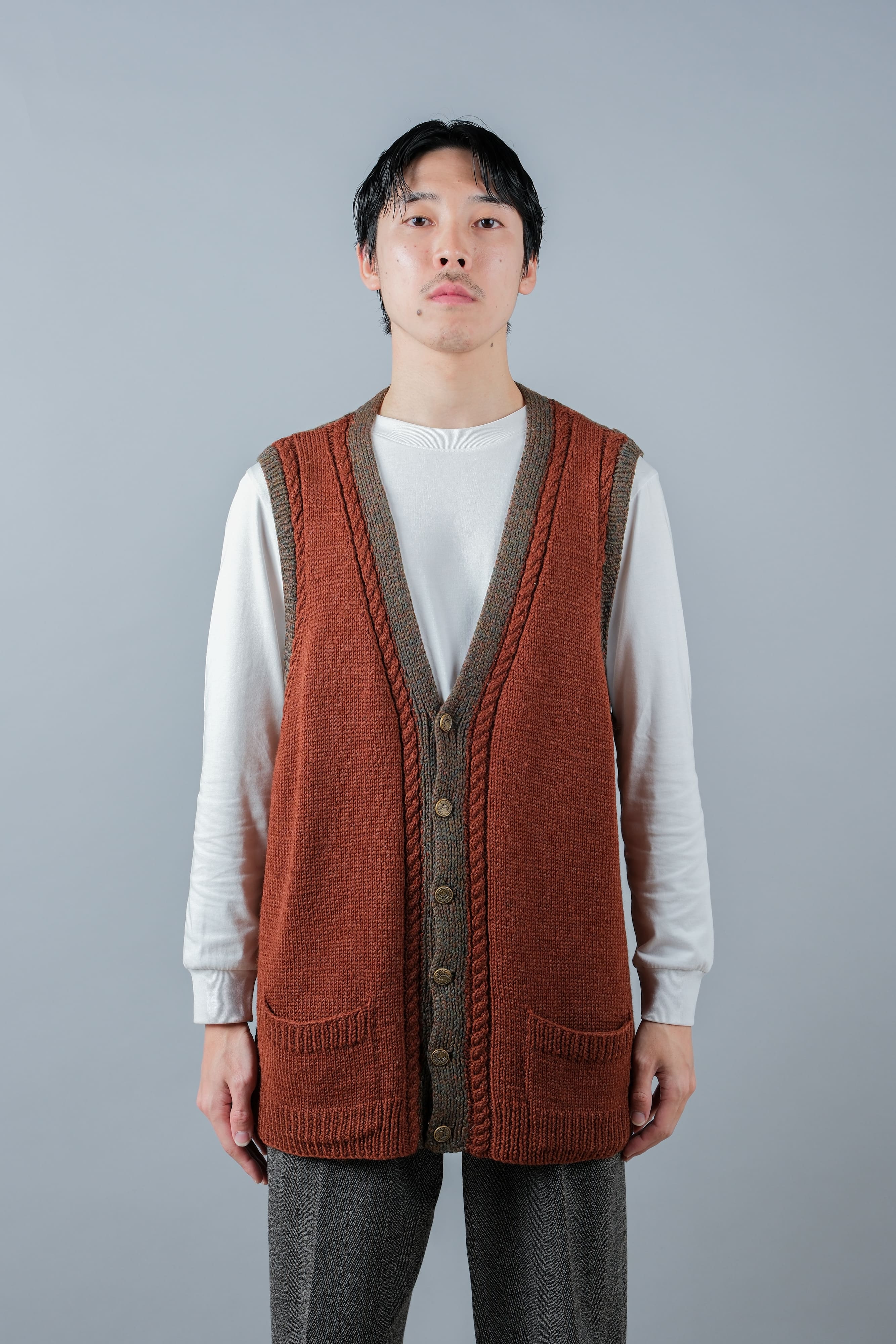 [~ 80's] British Vintage Mixed Wool Vest "Handmade"