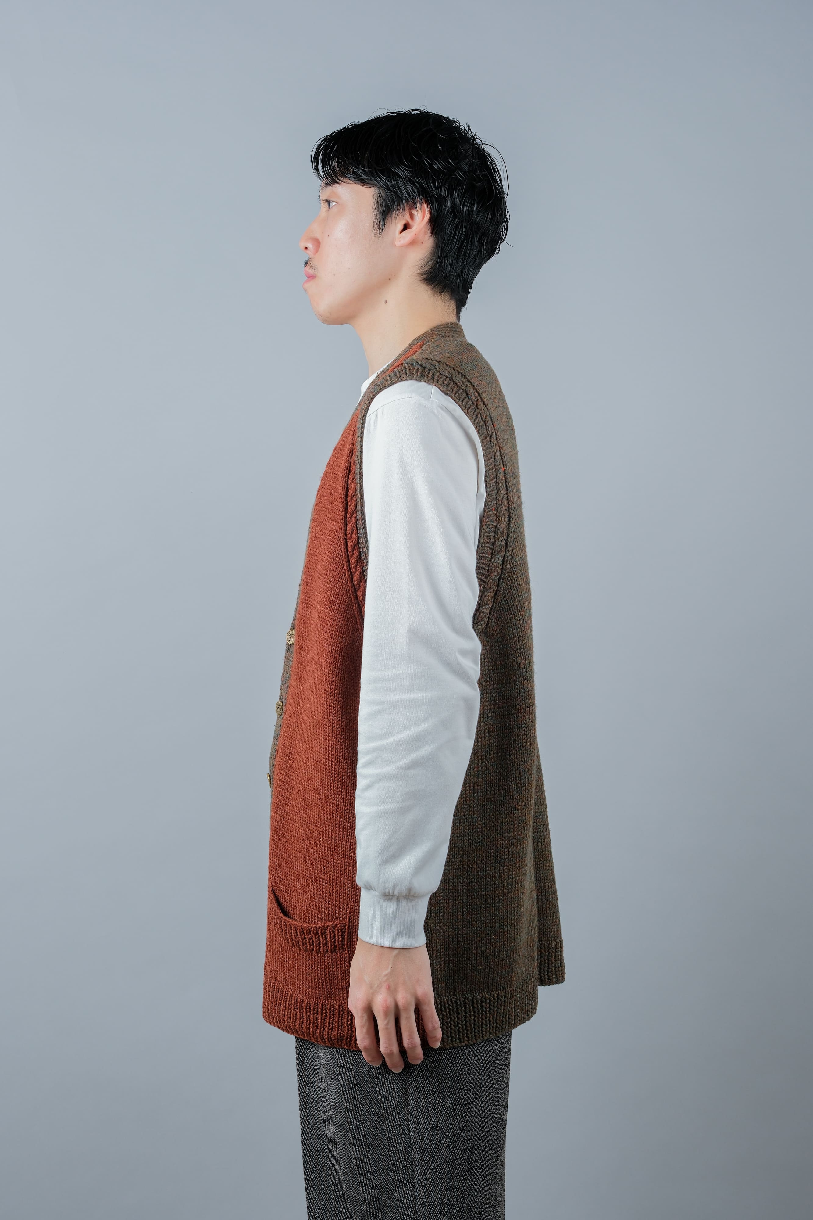 [~ 80's] British Vintage Mixed Wool Vest "Handmade"