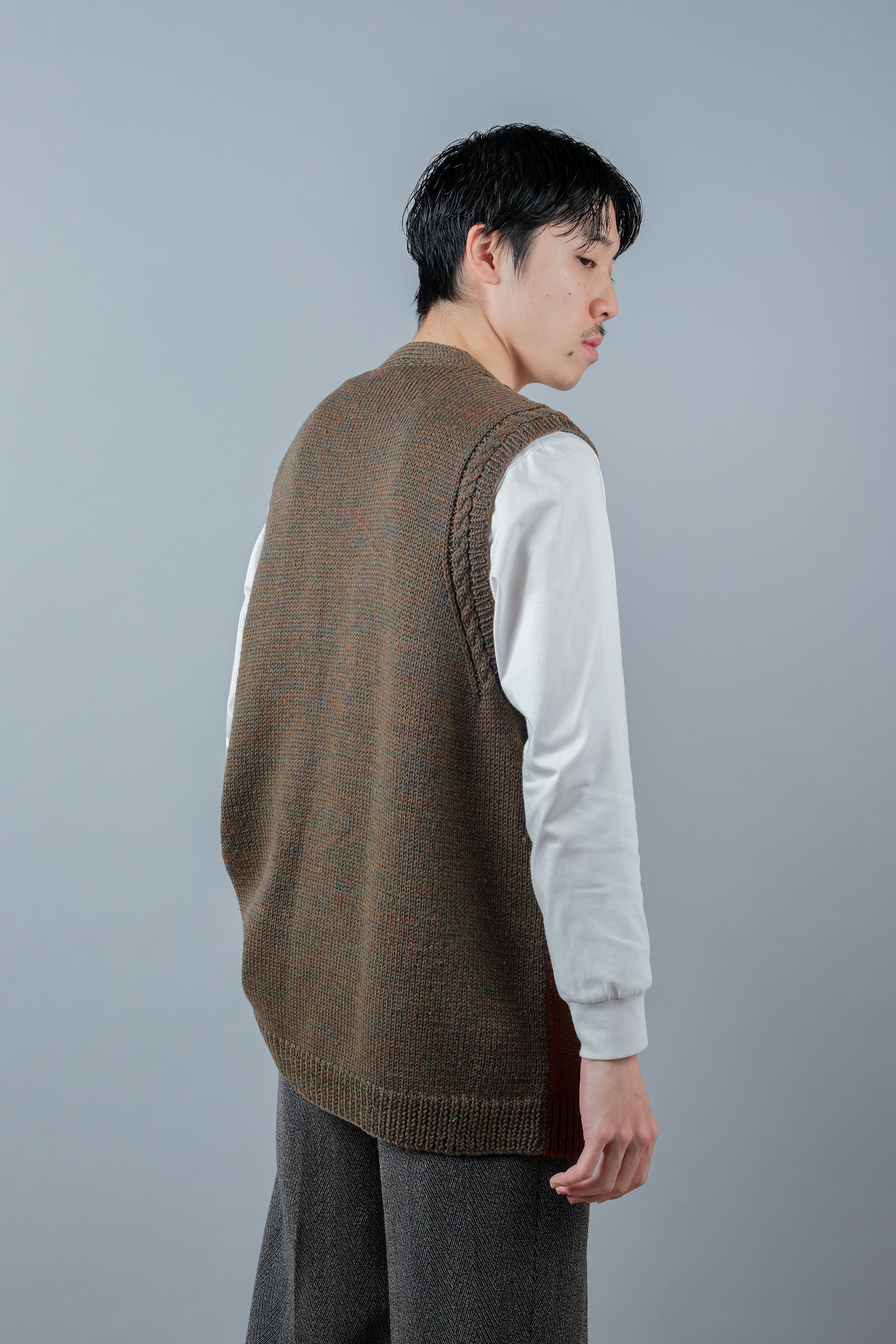 [~ 80's] British Vintage Mixed Wool Vest "Handmade"