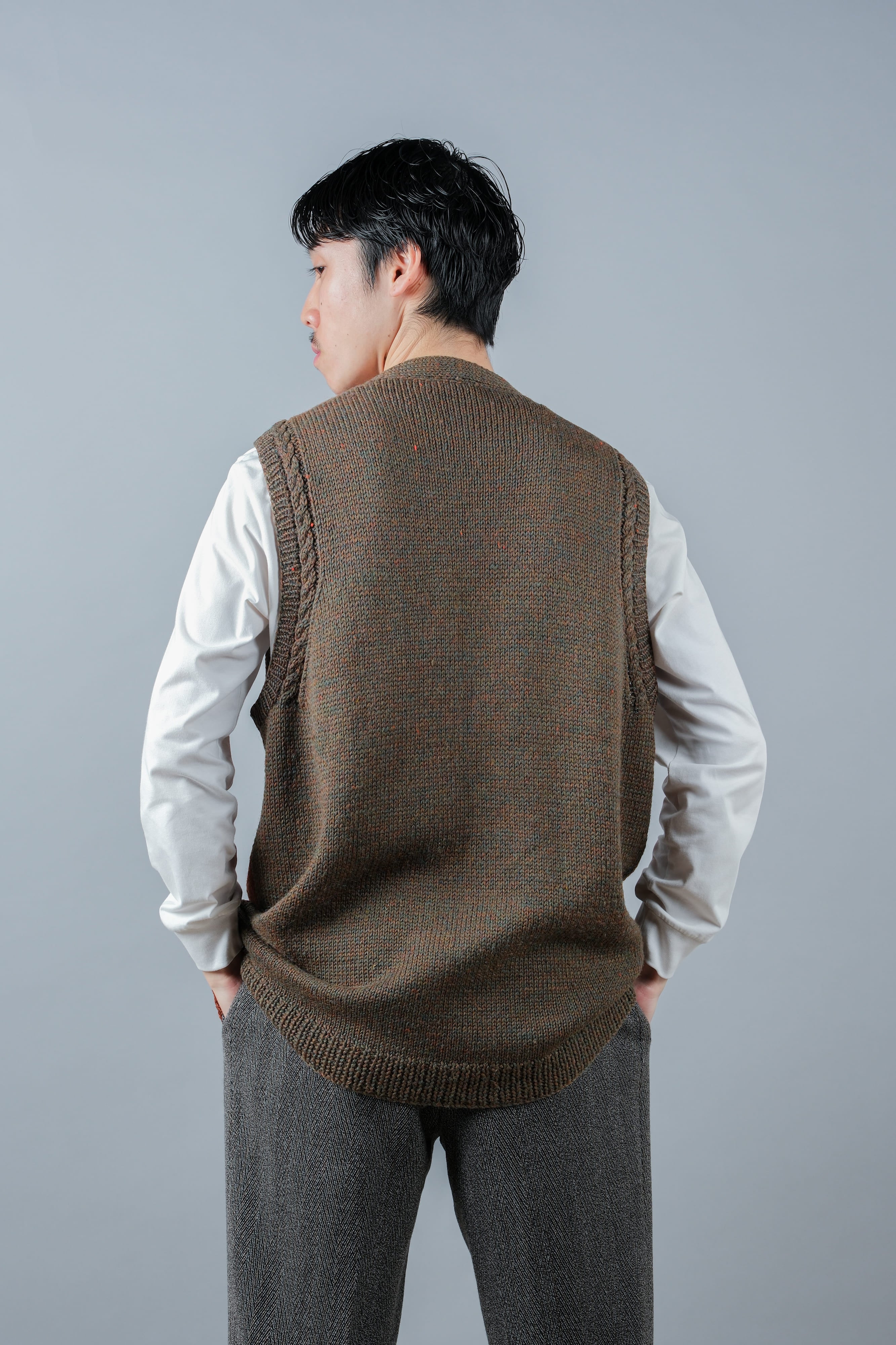 [~ 80's] British Vintage Mixed Wool Vest "Handmade"