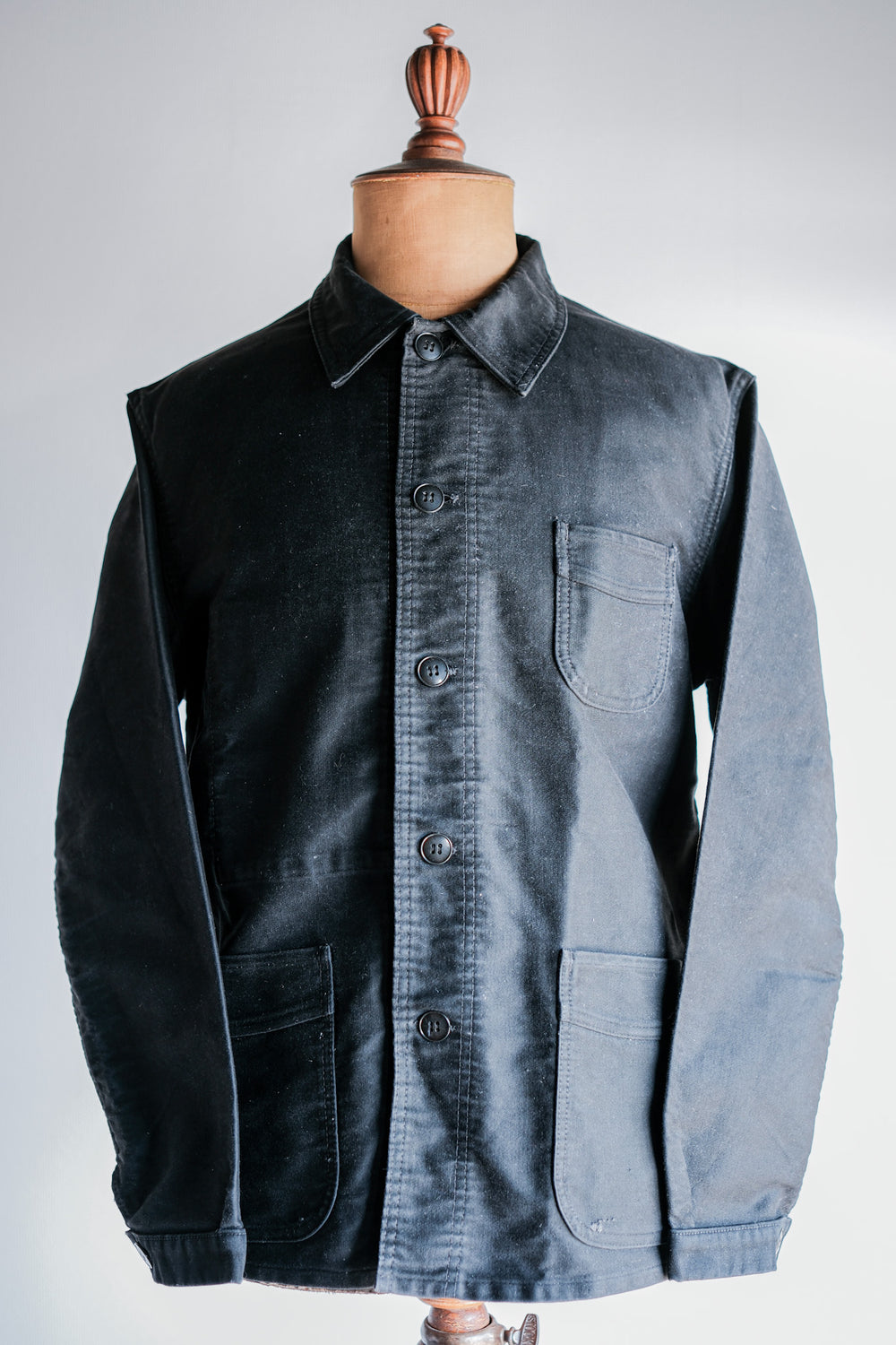 【~50’s】French Vintage Black Moleskin Work Jacket Size.50 "Le Mont St. Michel"