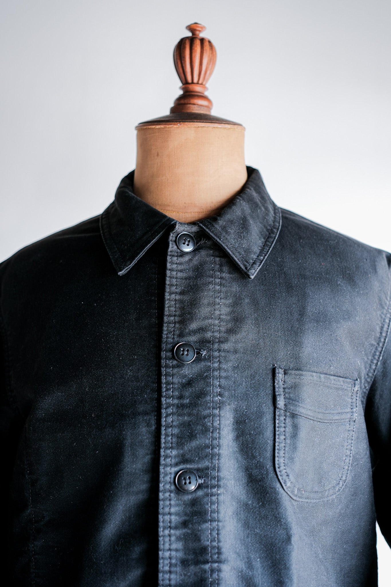 【~50’s】French Vintage Black Moleskin Work Jacket Size.50 "Le Mont St. Michel"