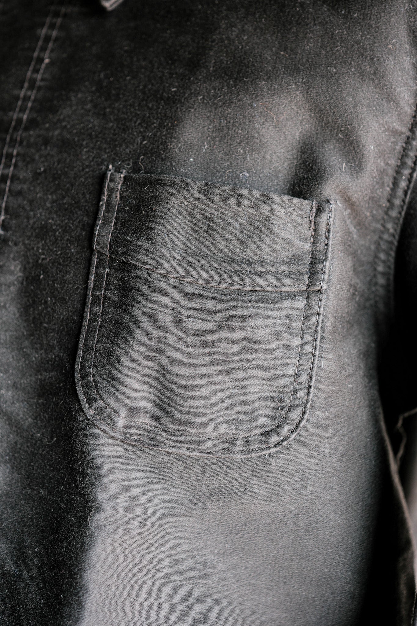 [~ 50's] French Vintage Black Moleskin Work Jacket Size.50 "Le Mont St. MICHEL"