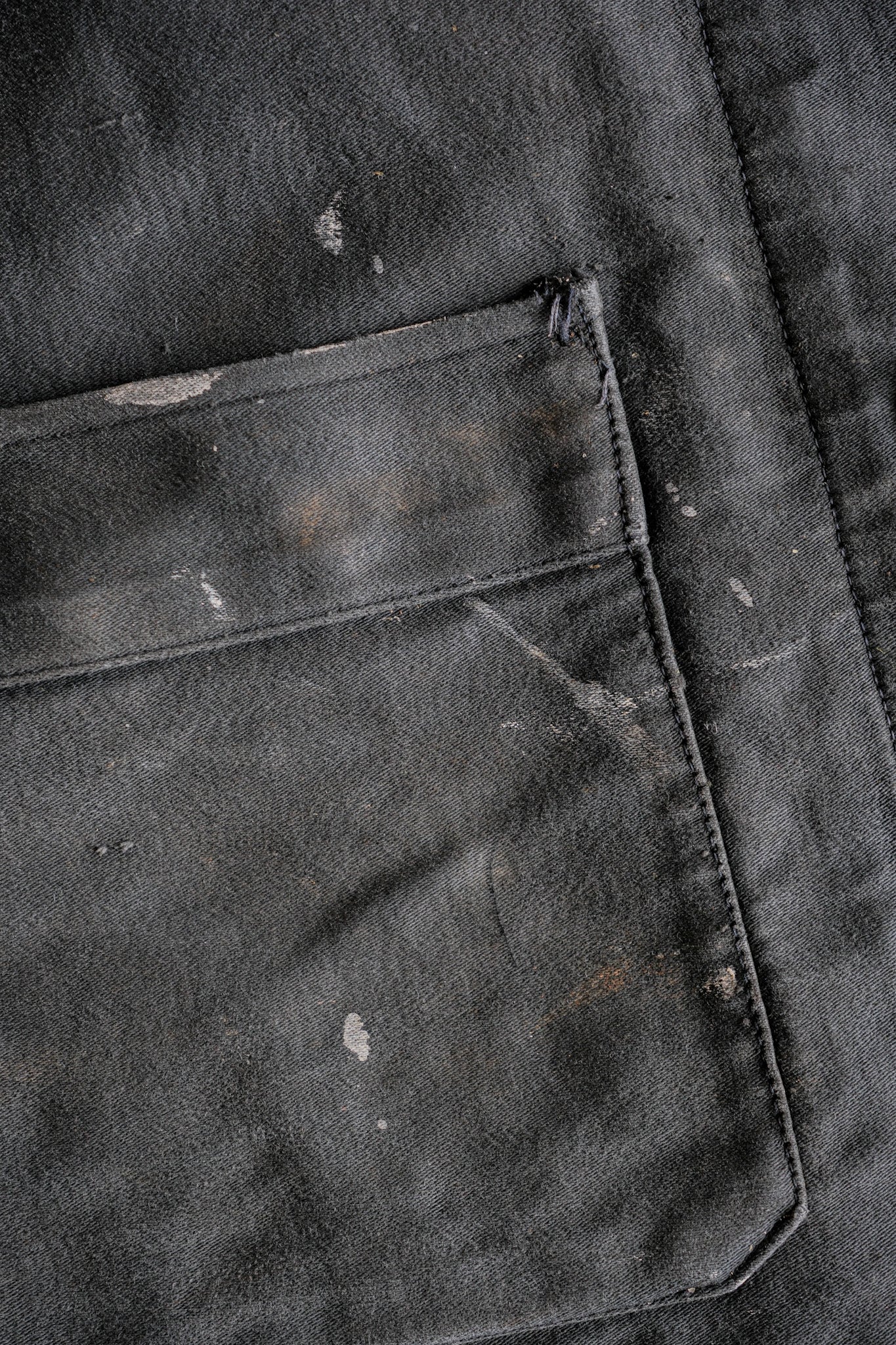 【~40's】French Vintage Black Moleskin Work Jacket "Adolphe Lafont"