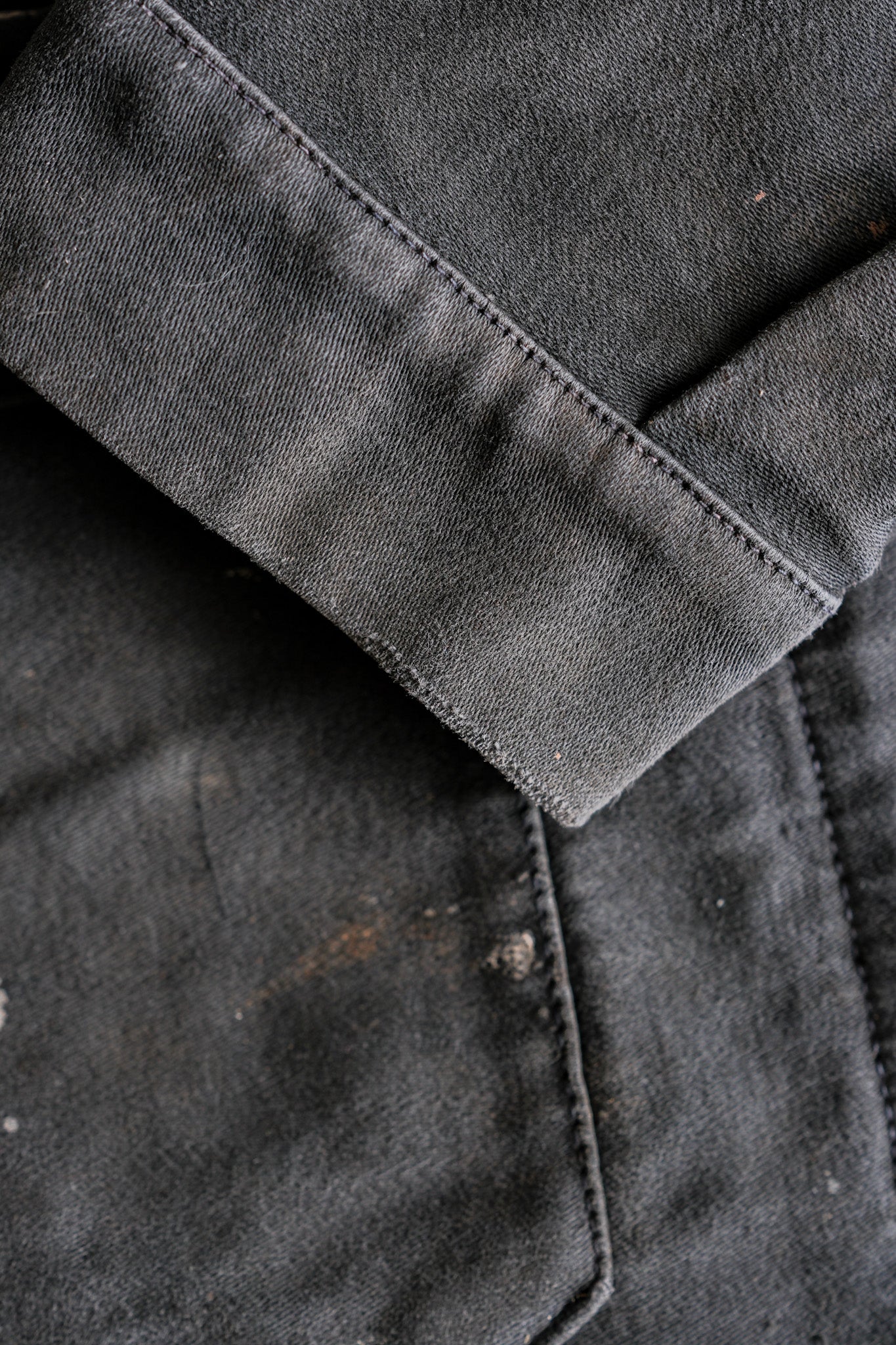 【~40's】French Vintage Black Moleskin Work Jacket "Adolphe Lafont"