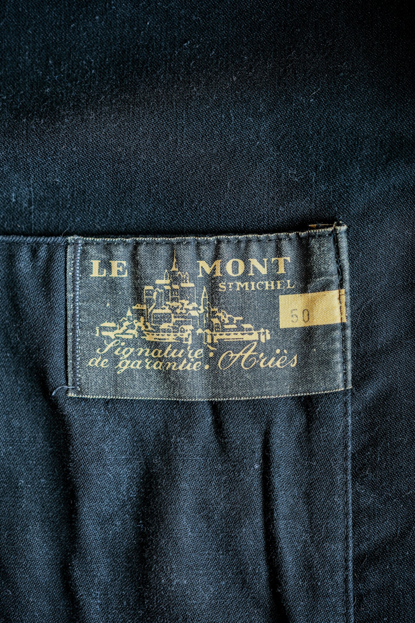 [~ 50's] French Vintage Black Moleskin Work Jacket Size.50 "Le Mont St. MICHEL"