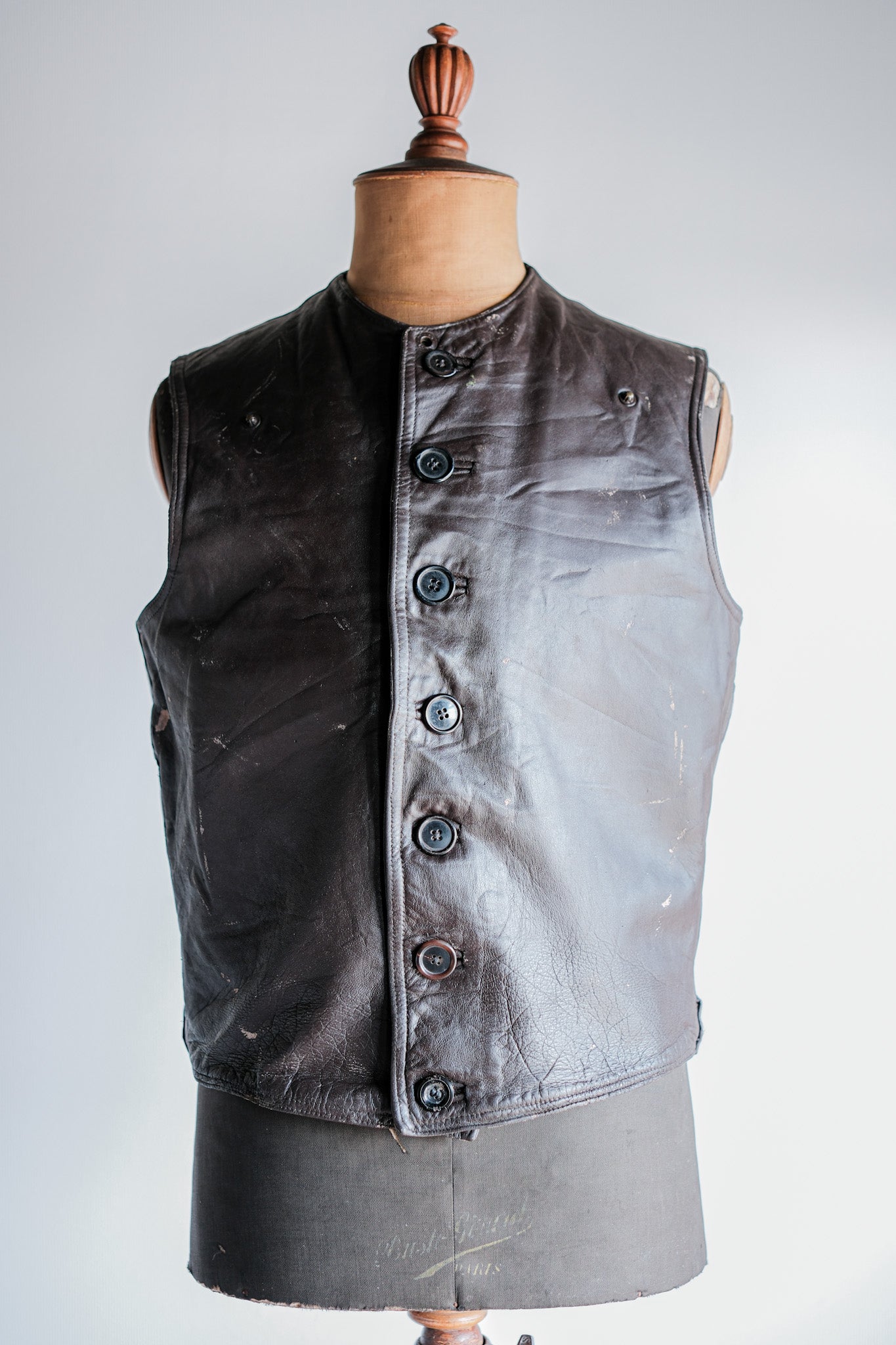 【~40's】French Army Cavalier Leather Vest "Modified"