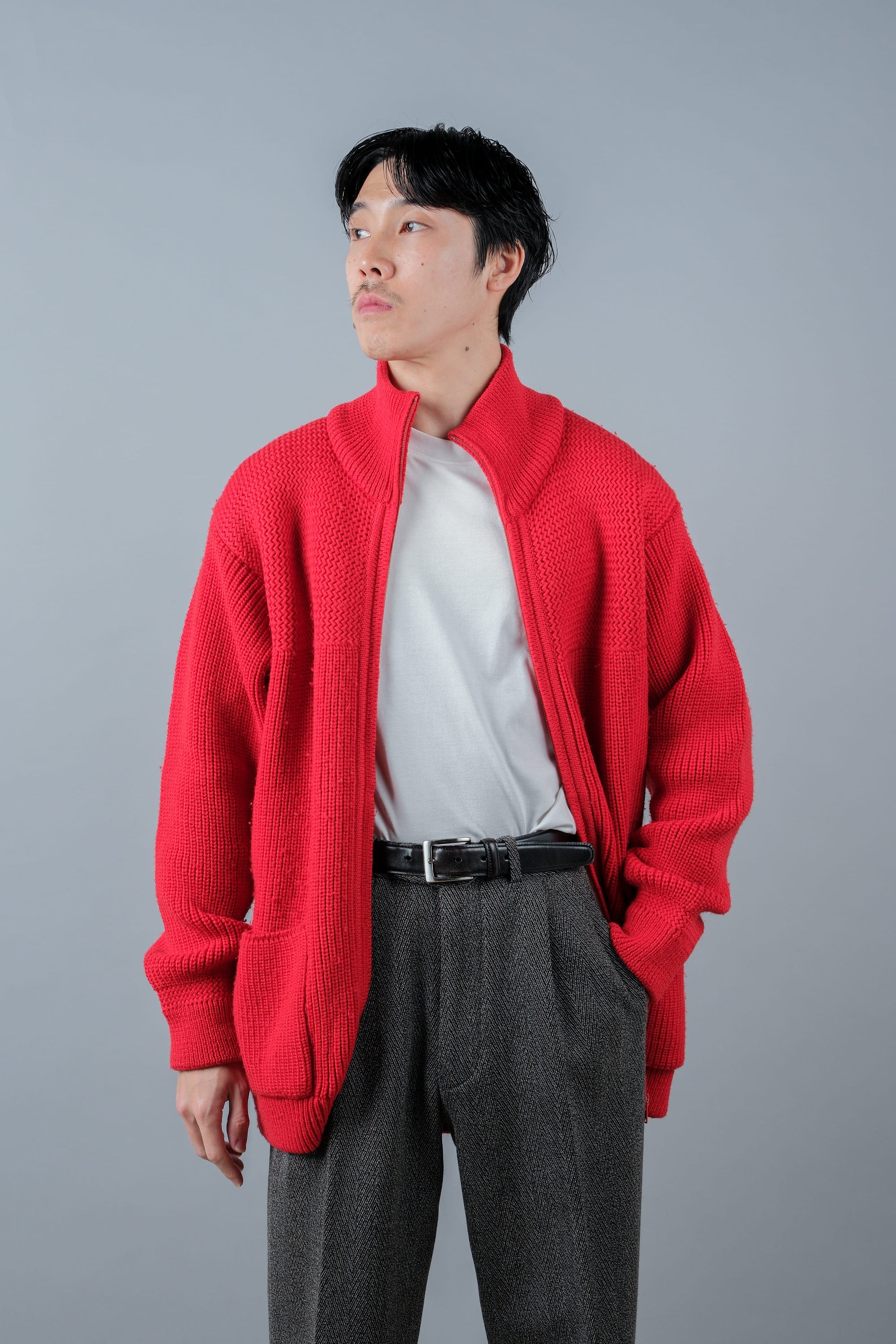 【~80's】Italian Vintage Wool Drivers Knit Size.50