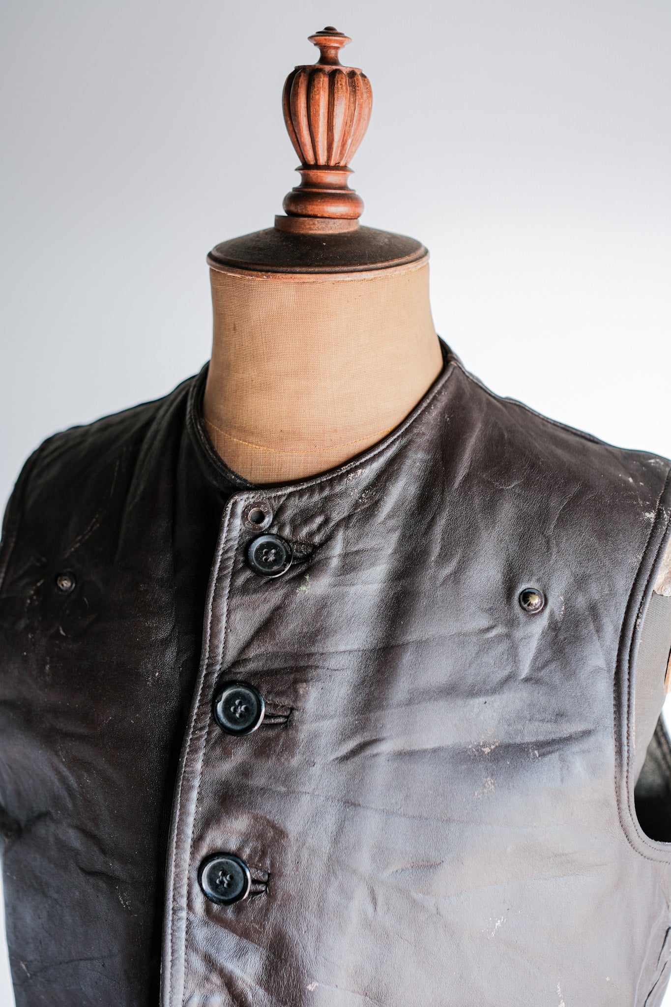 ［~40's］French Army Cavalier Leather Vest "Modified"