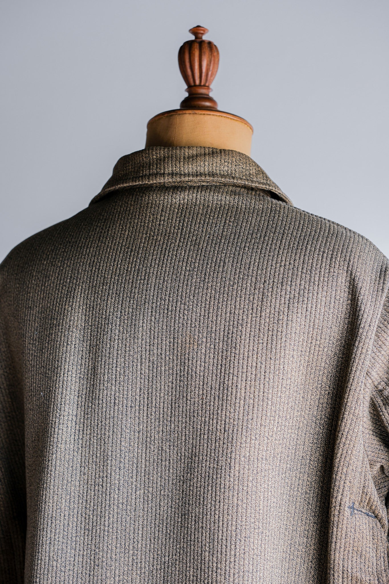 ［~60's］French Vintage Brown Salt & Pepper Cotton Pique Hunting Jacket With Chin Strap