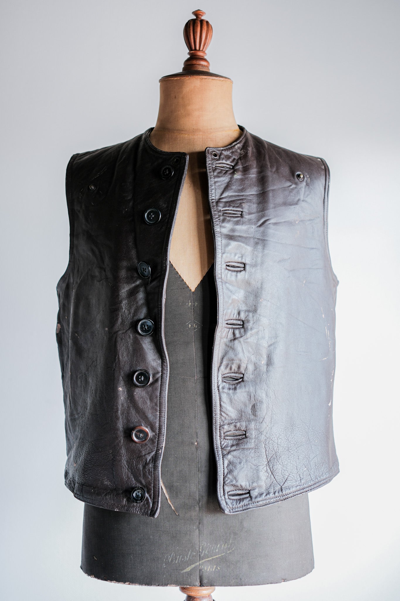 ［~40's］French Army Cavalier Leather Vest "Modified"