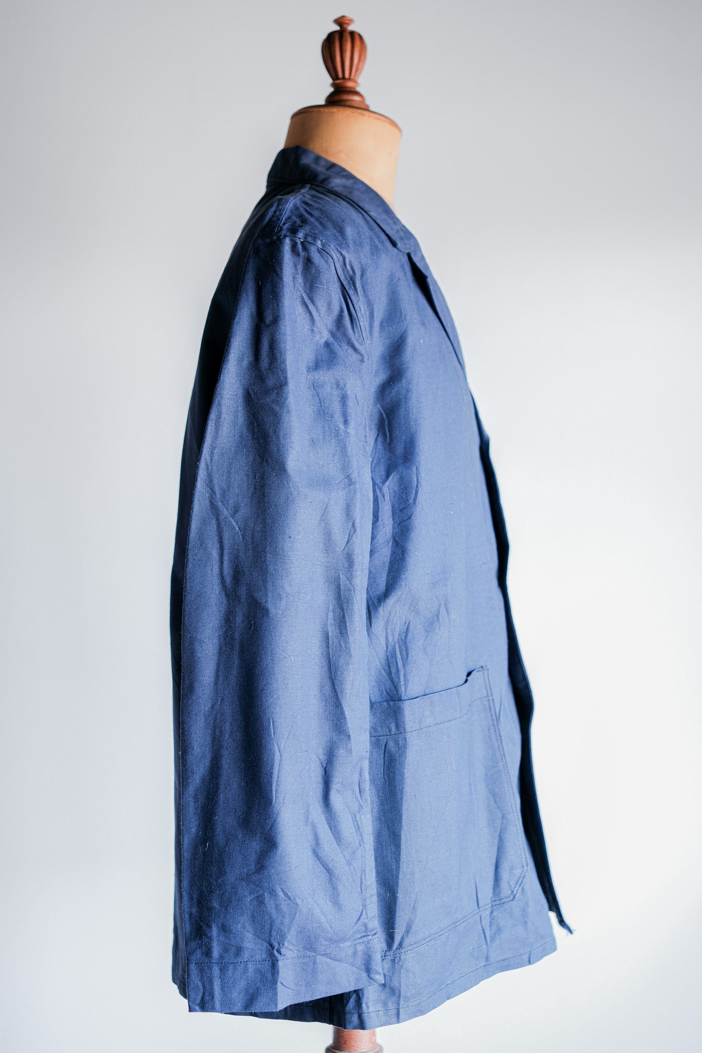 【~50's】French Vintage Blue Linen Lapel Work Jacket "Dead Stock"