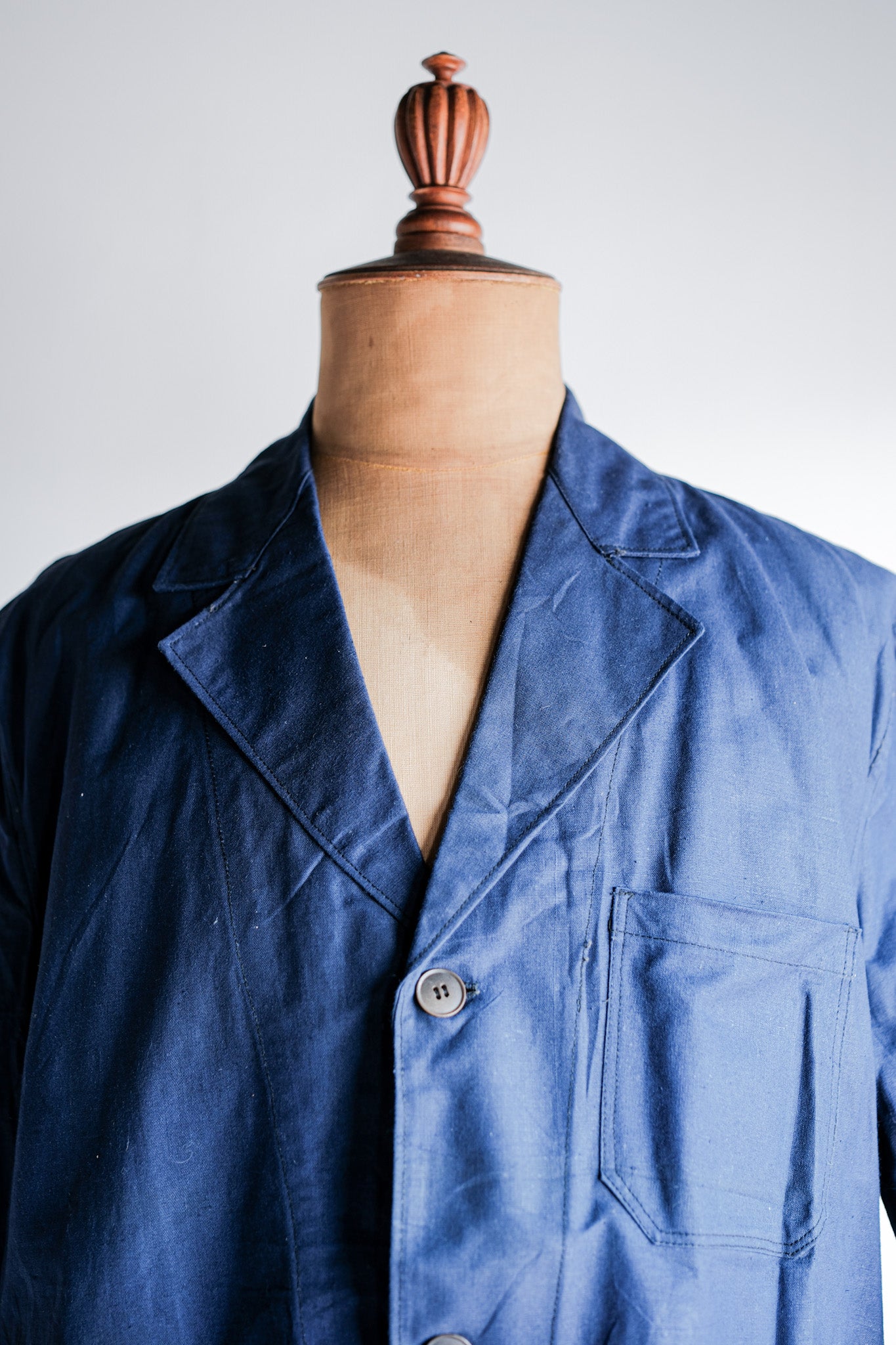 ［~50's］French Vintage Blue Linen Lapel Work Jacket "Dead Stock"