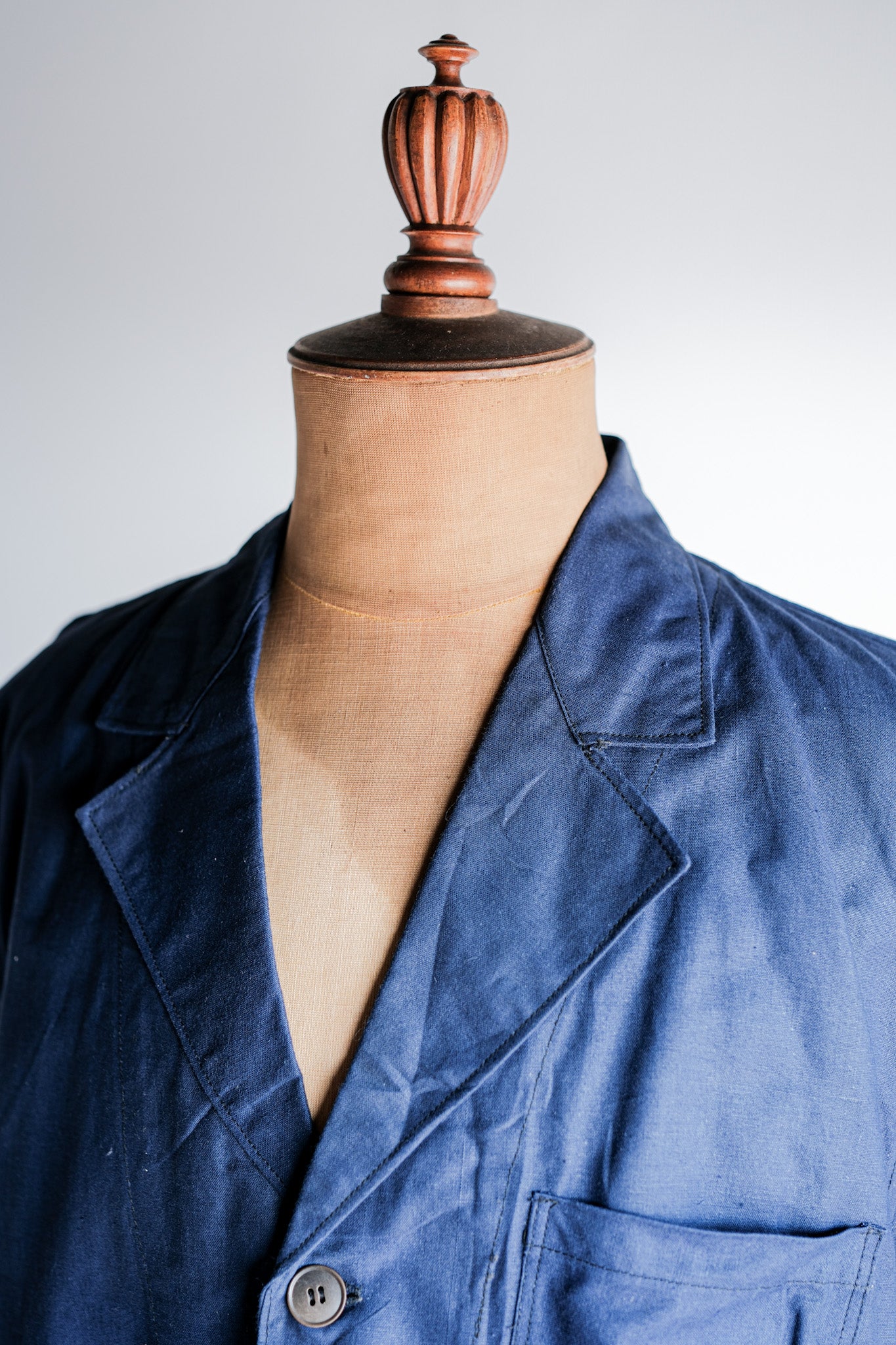 ［~50's］French Vintage Blue Linen Lapel Work Jacket "Dead Stock"