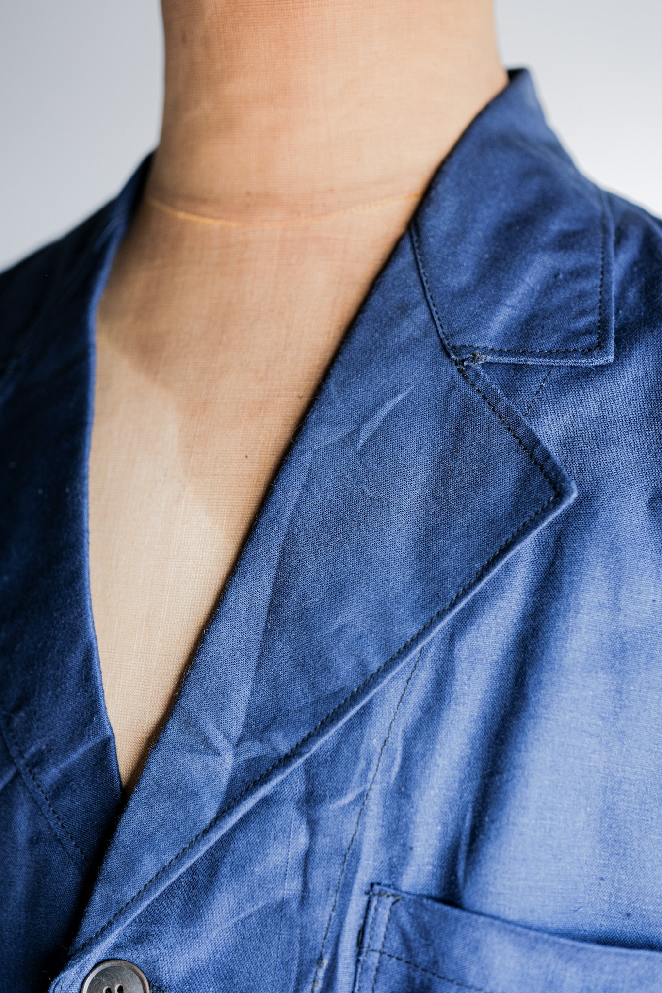 ［~50's］French Vintage Blue Linen Lapel Work Jacket "Dead Stock"