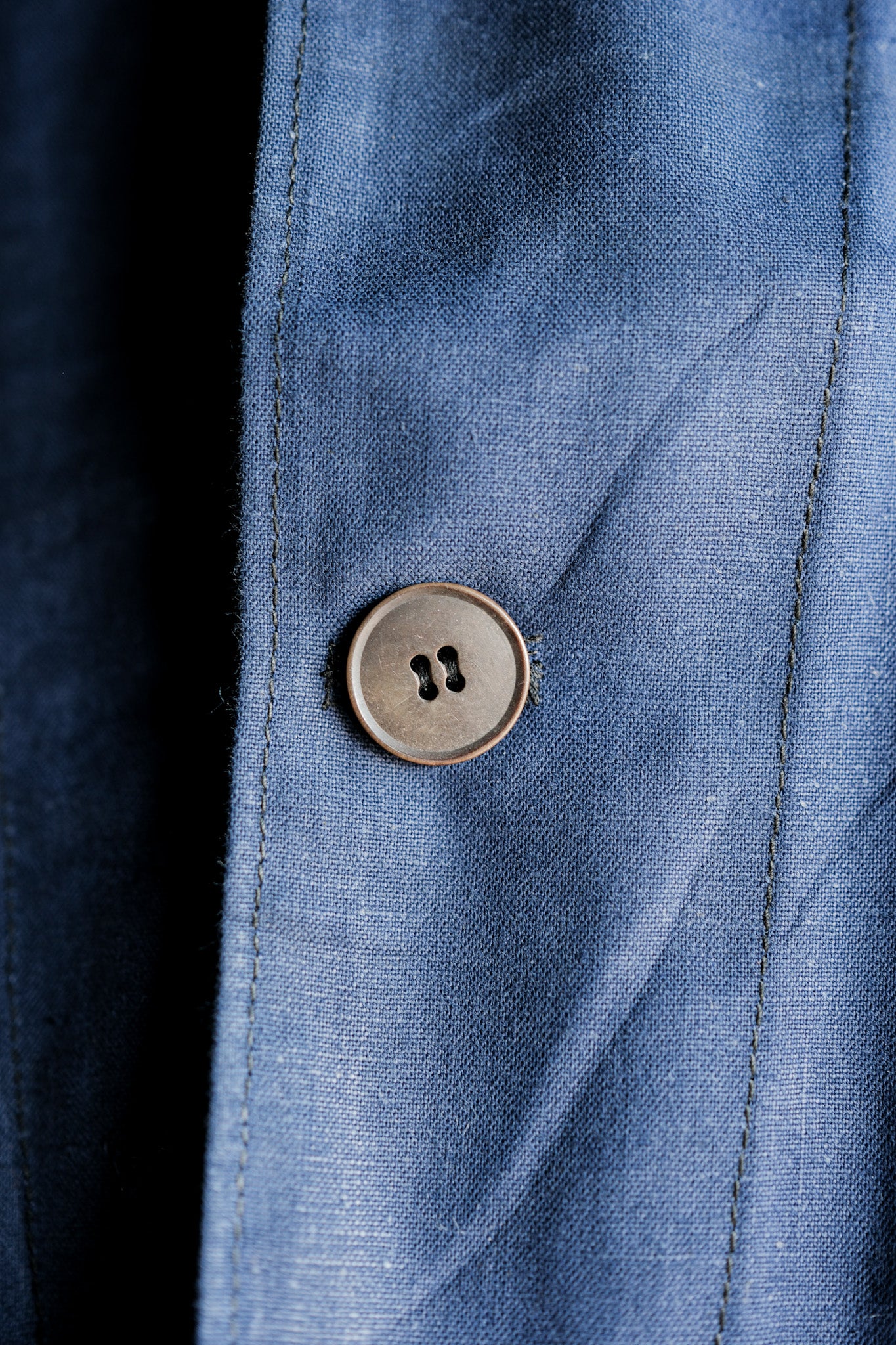 ［~50's］French Vintage Blue Linen Lapel Work Jacket "Dead Stock"