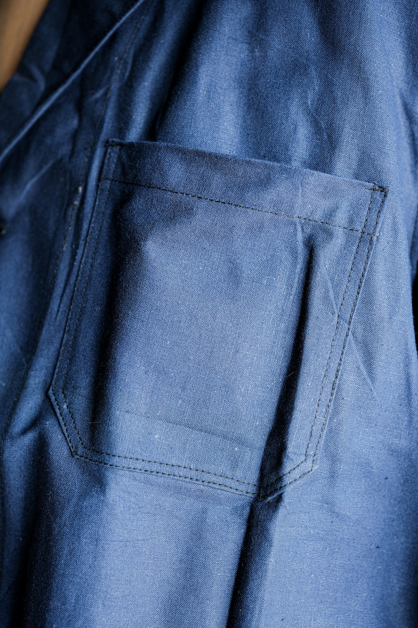 ［~50's］French Vintage Blue Linen Lapel Work Jacket "Dead Stock"