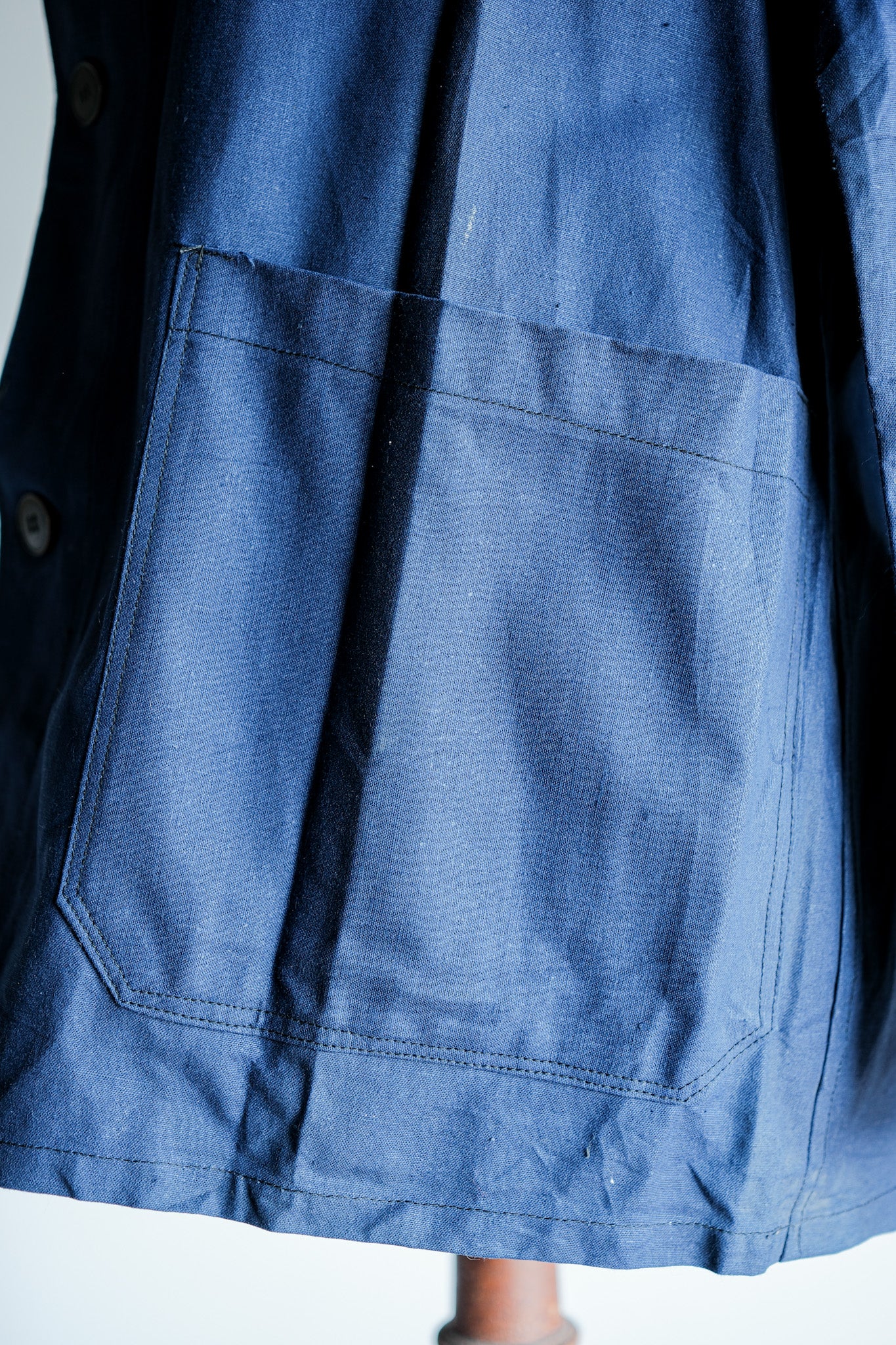 【~50's】French Vintage Blue Linen Lapel Work Jacket "Dead Stock"