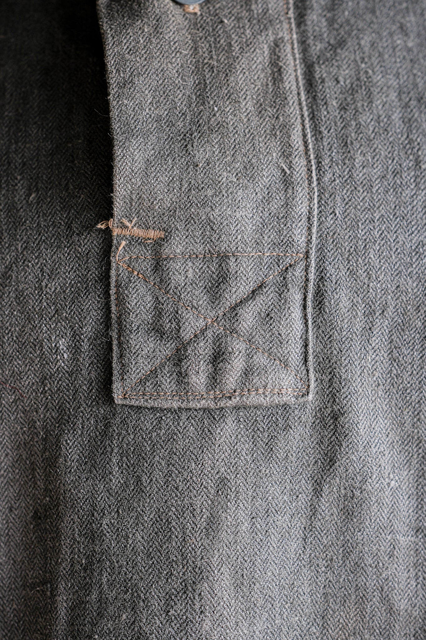 【~40's】WWⅡ German Navy Gray Drillich HBT Linen Work Smock "Unusual Color" "Kriegsmarine"