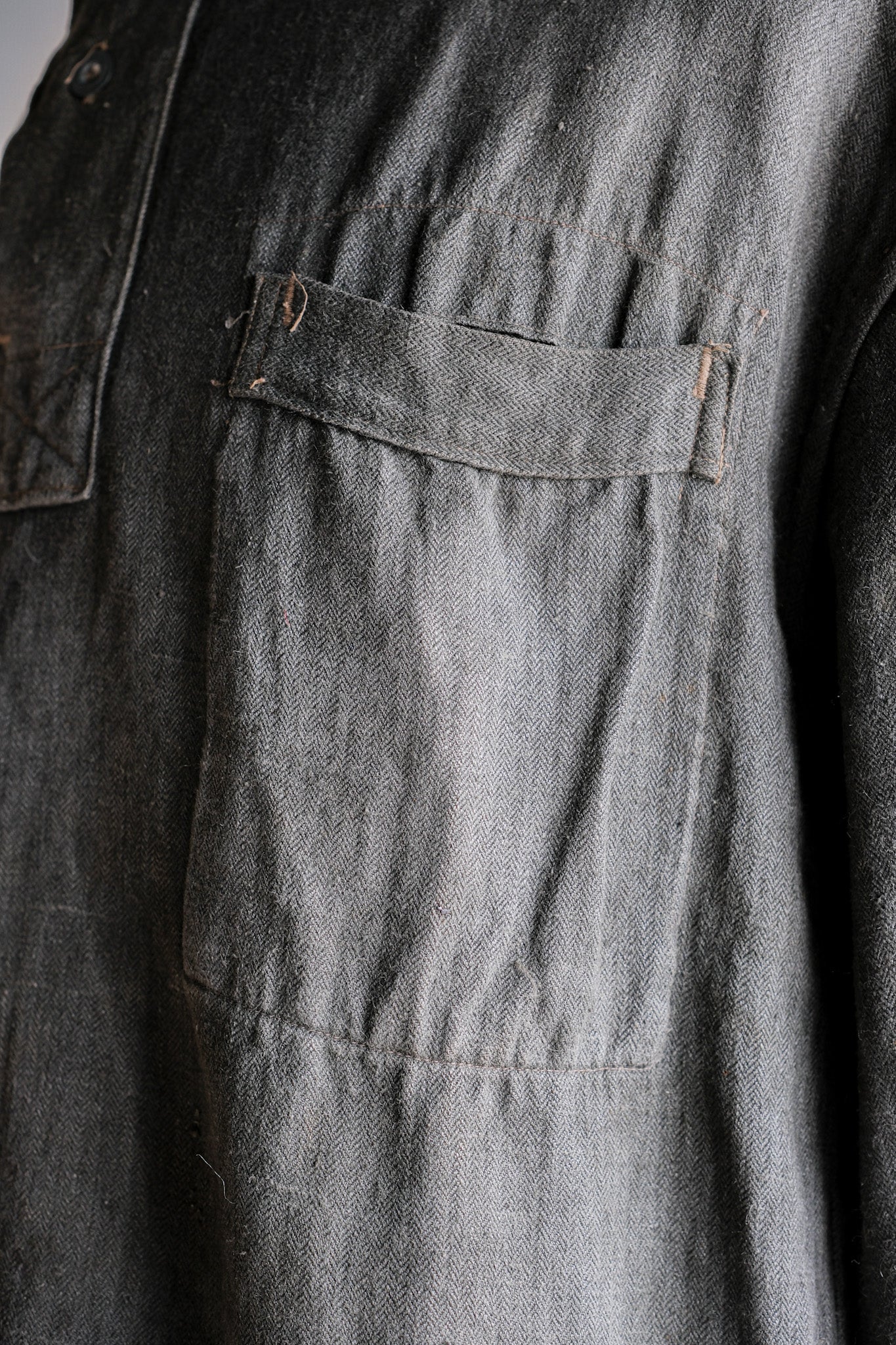 【~40's】WWⅡ German Navy Gray Drillich HBT Linen Work Smock "Unusual Color" "Kriegsmarine"