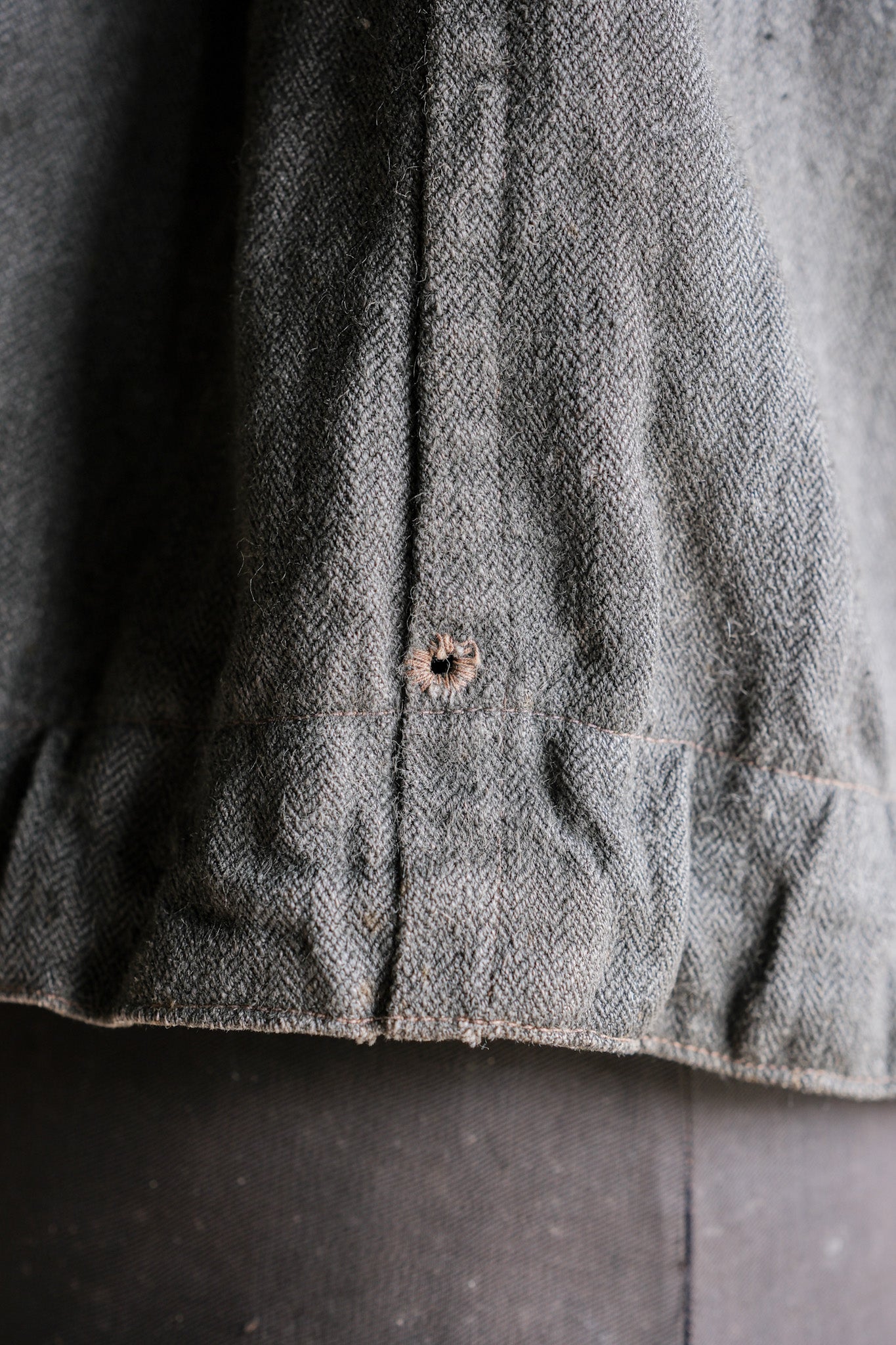 【~40's】WWⅡ German Navy Gray Drillich HBT Linen Work Smock "Unusual Color" "Kriegsmarine"