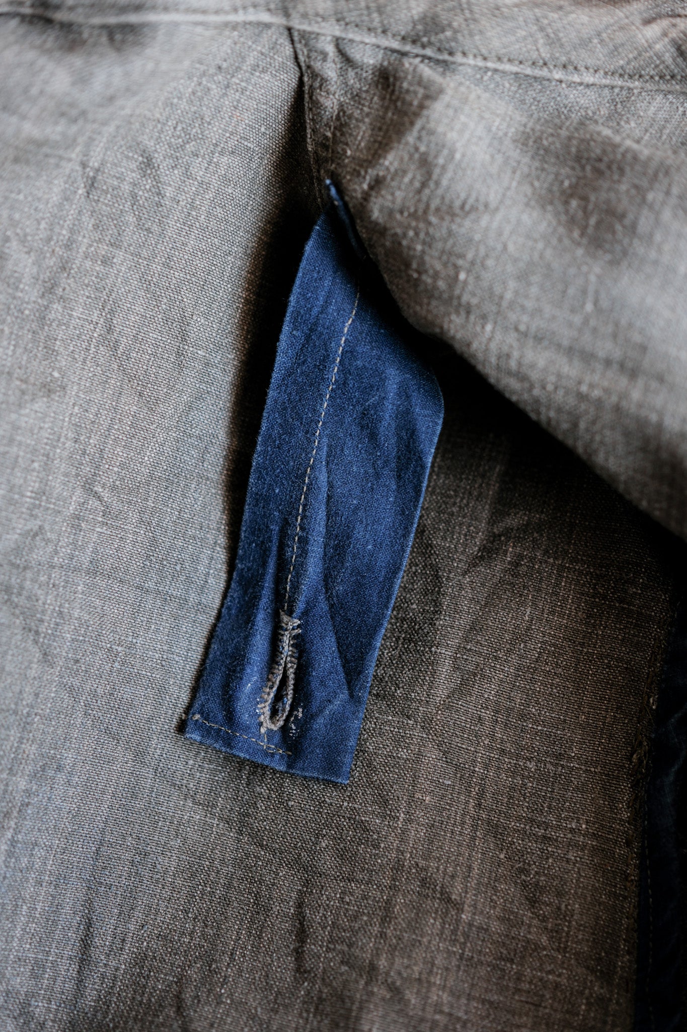 ［~20's］French Vintage Linen Canvas Hunting Jacket With Chin Strap