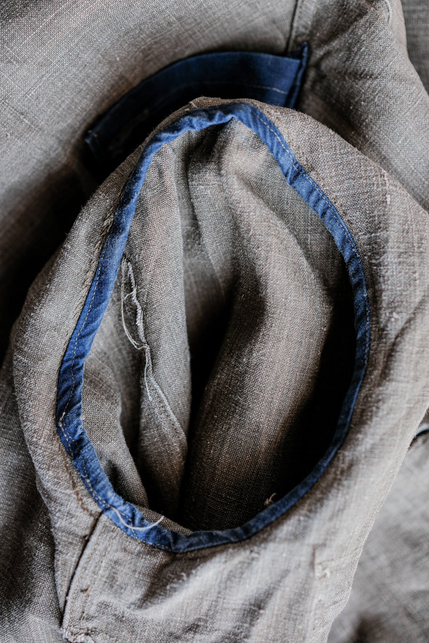 ［~20's］French Vintage Linen Canvas Hunting Jacket With Chin Strap