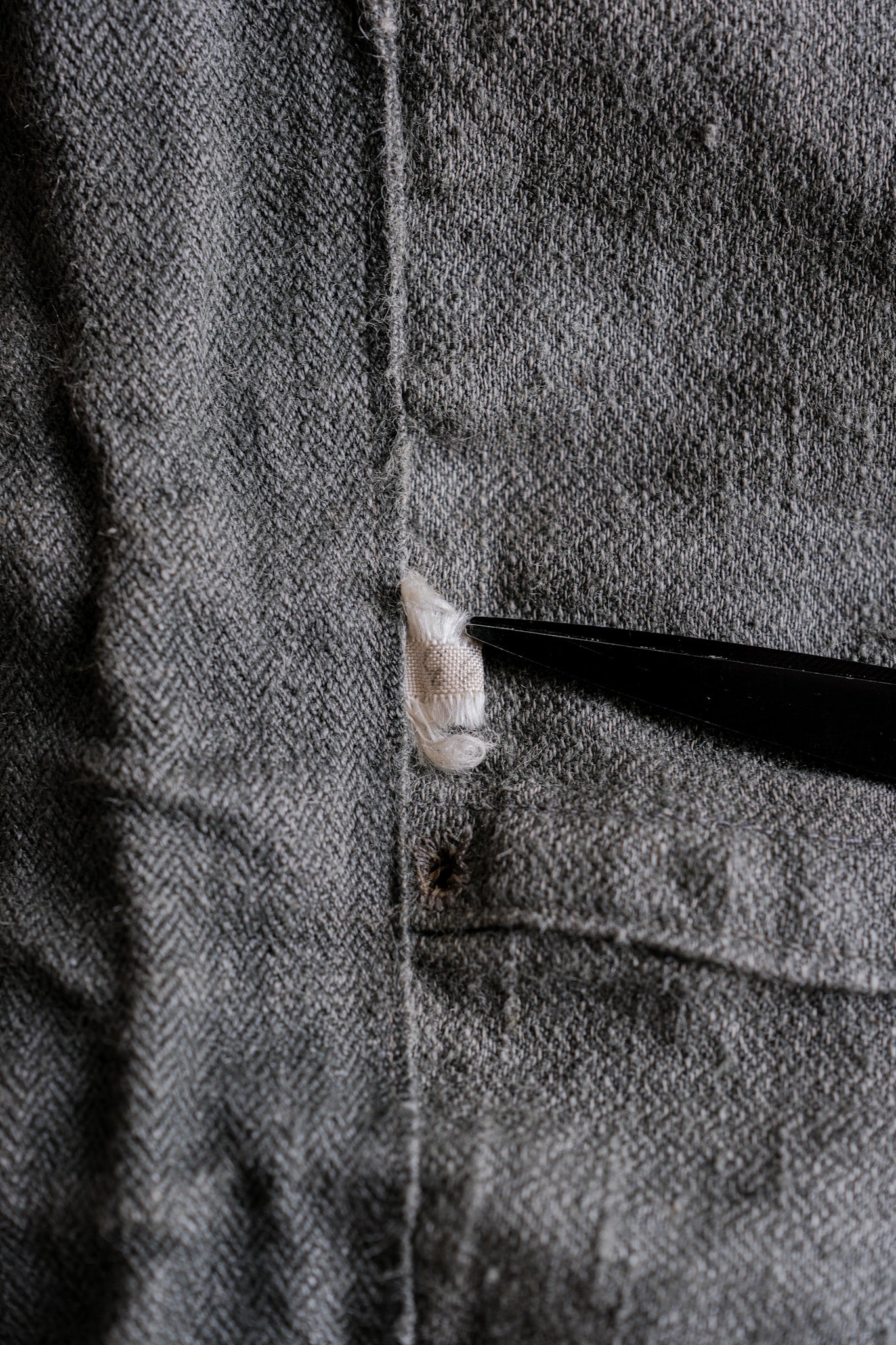 【~40's】WWⅡ German Navy Gray Drillich HBT Linen Work Smock "Unusual Color" "Kriegsmarine"