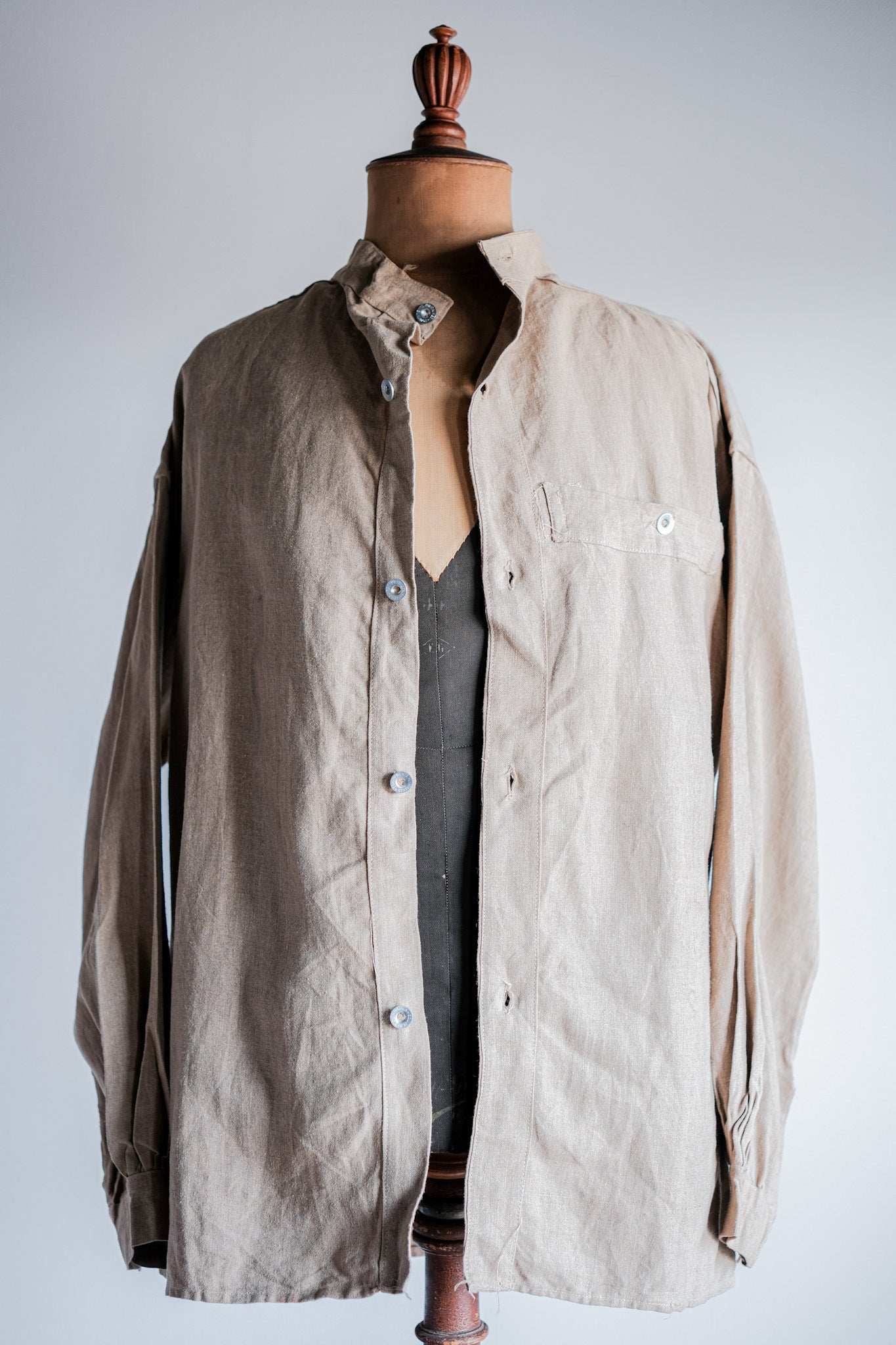 【~30's】French Army Bourgeron Linen Jacket Size.2 "Full Open Type"