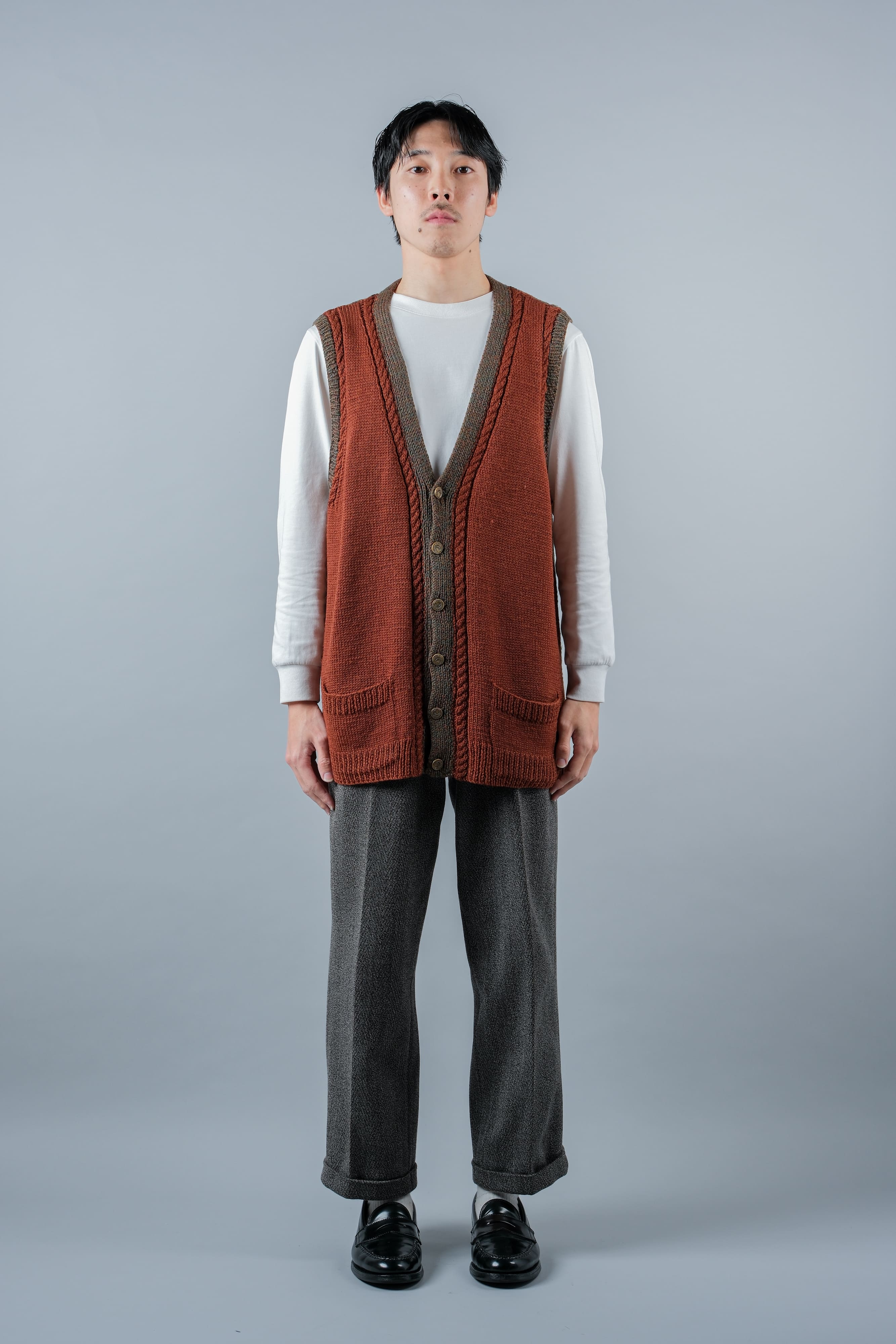 [~ 80's] British Vintage Mixed Wool Vest "Handmade"