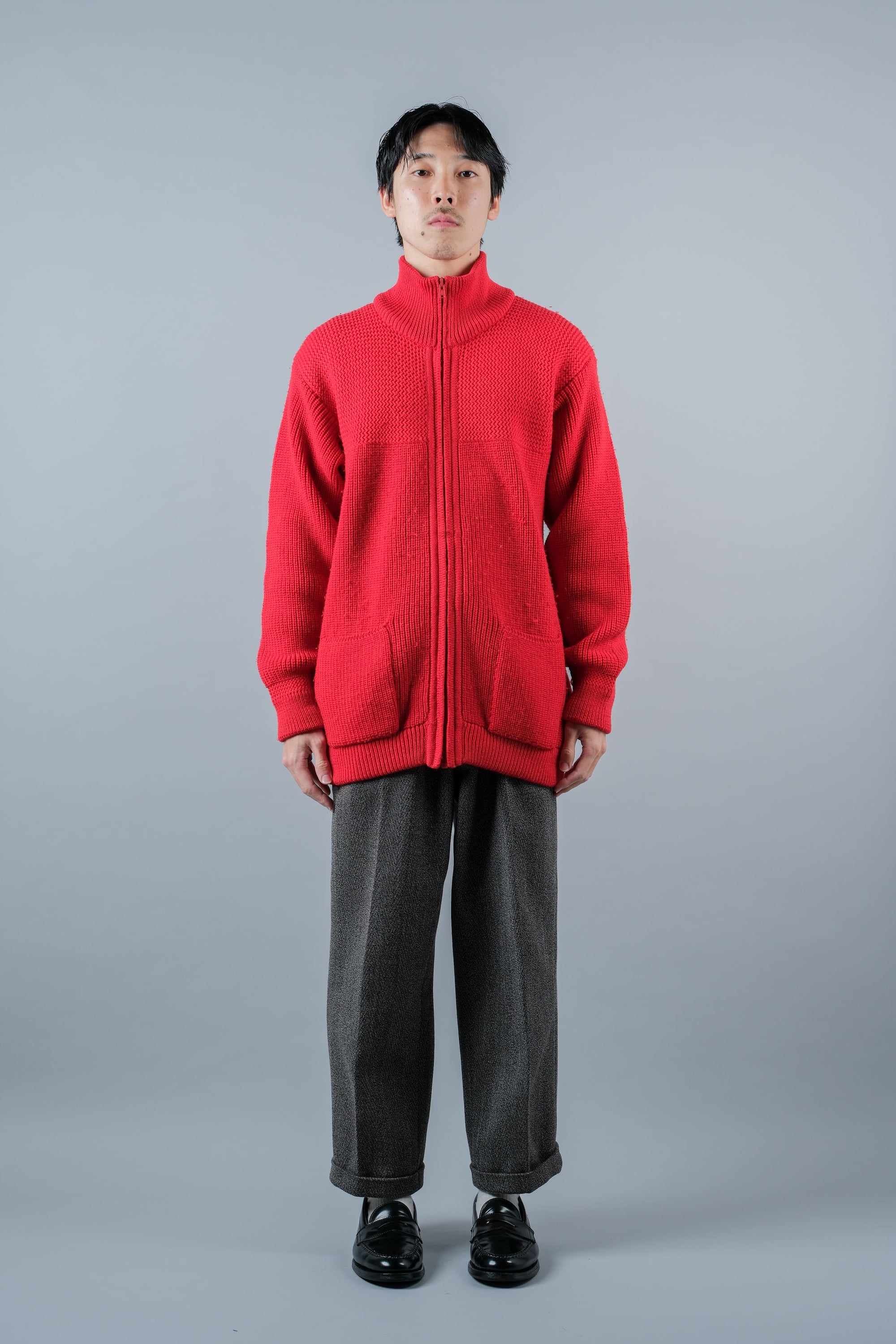 【~80's】Italian Vintage Wool Drivers Knit Size.50