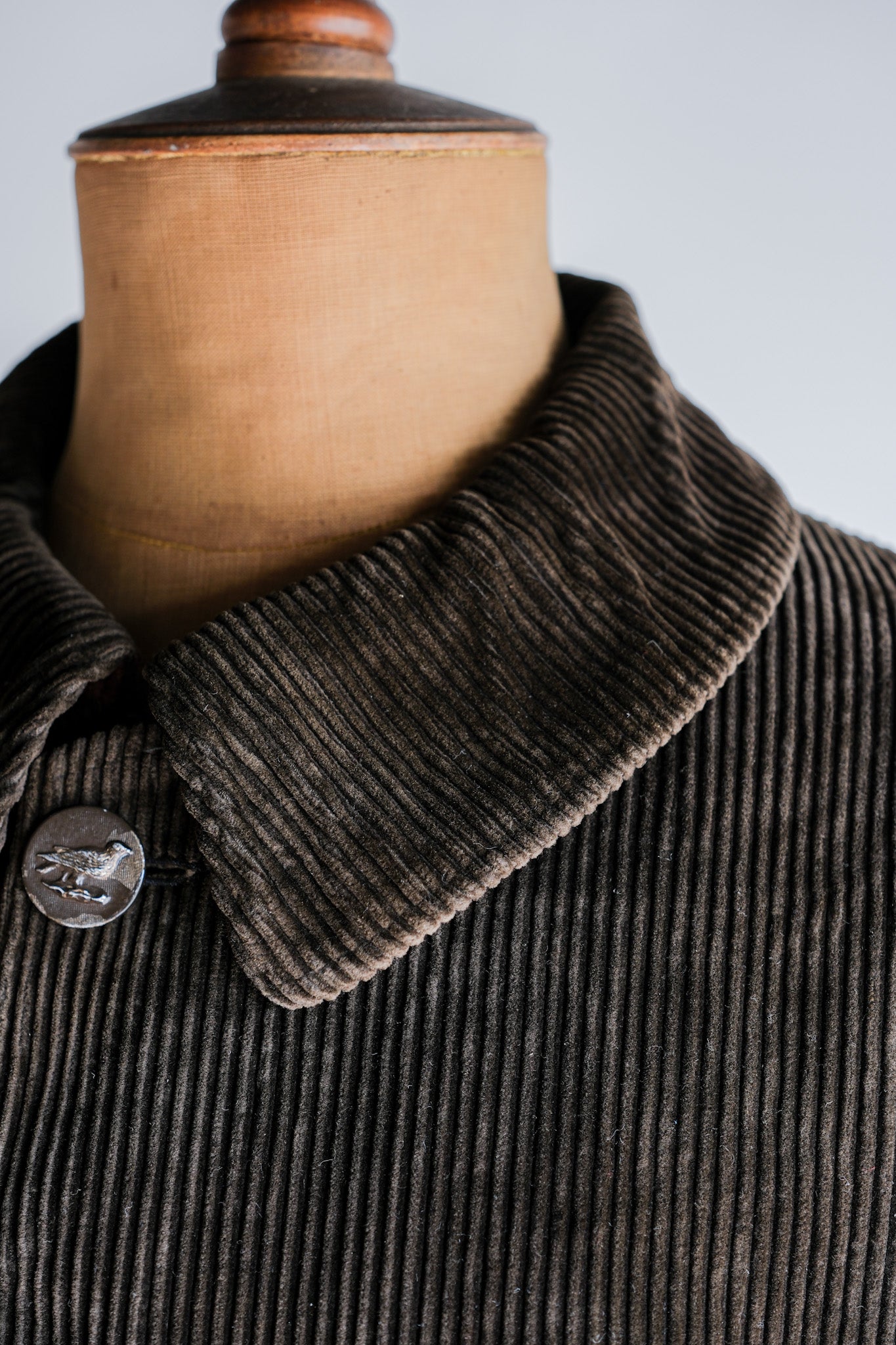 【~40's】French Vintage Brown Corduroy Hunting Jacket "Black Moleskin Lining"