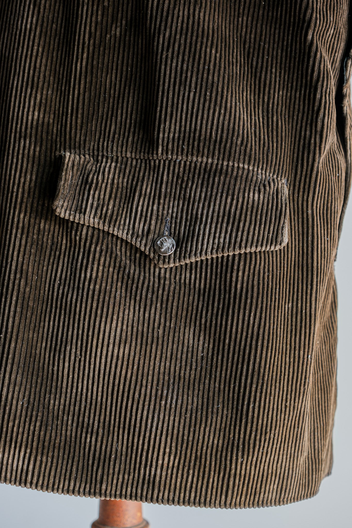 【~40's】French Vintage Brown Corduroy Hunting Jacket "Black Moleskin Lining"
