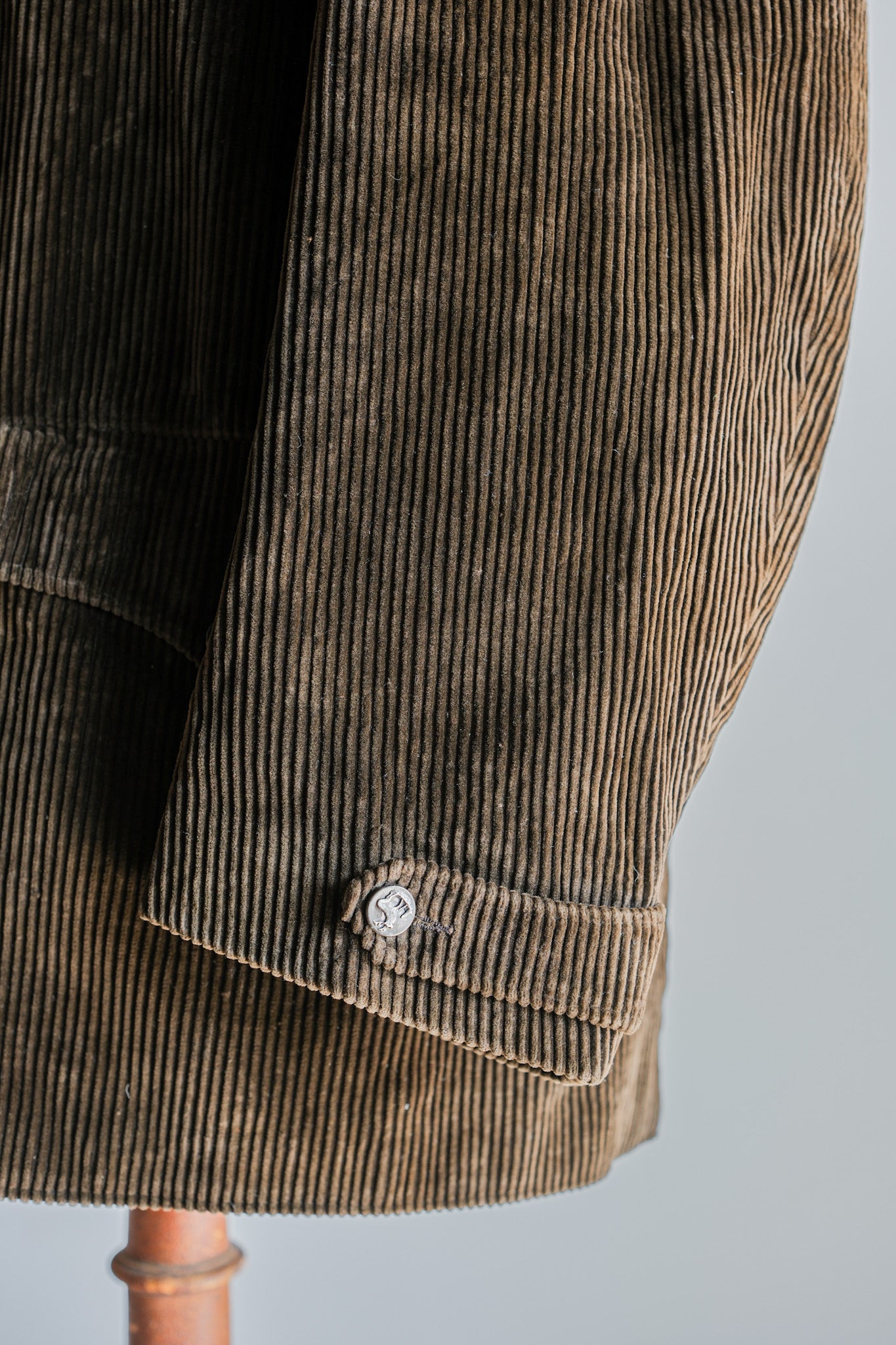 【~40's】French Vintage Brown Corduroy Hunting Jacket "Black Moleskin Lining"
