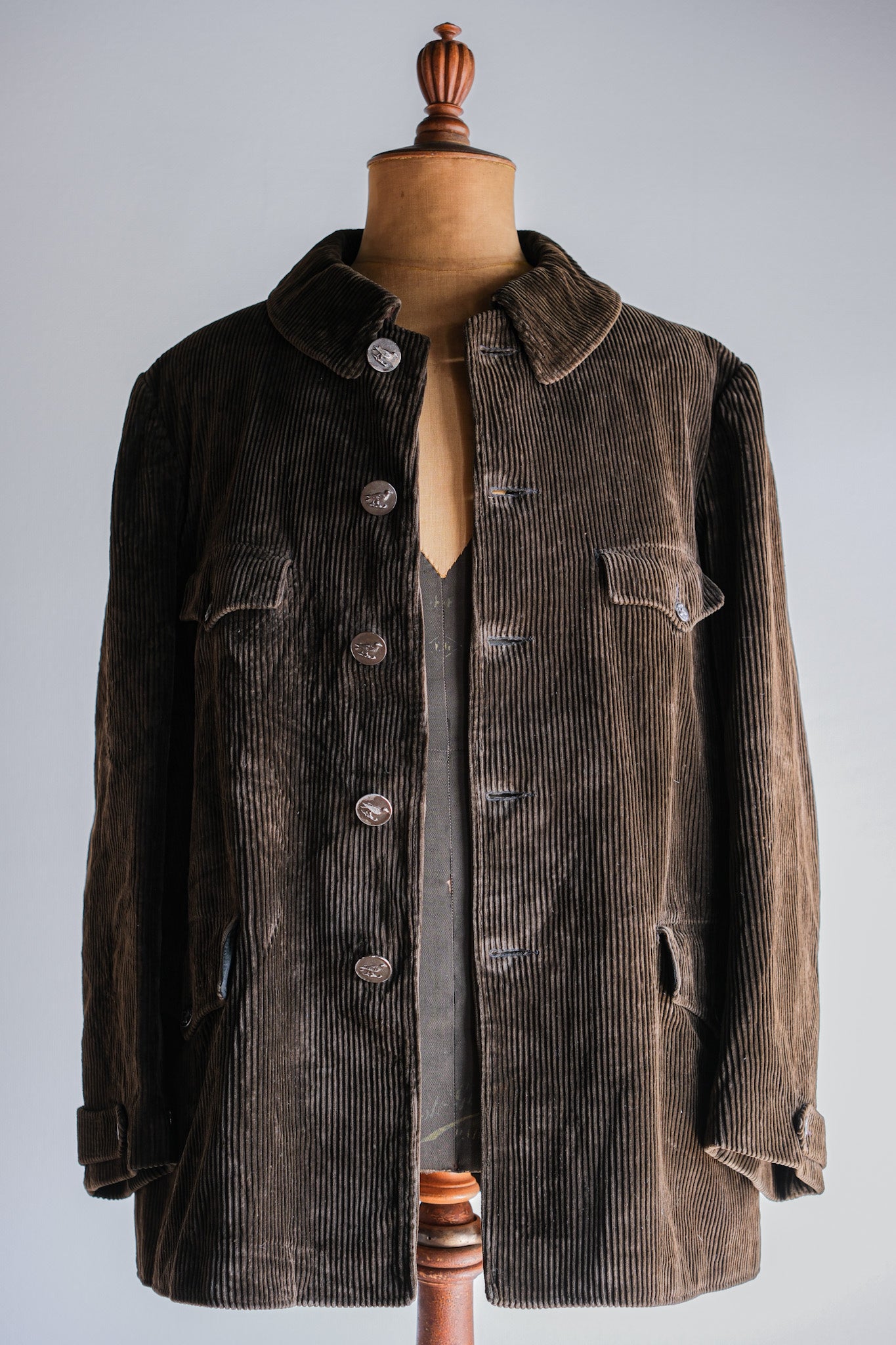 [~ 40's] Veste de chasse en velours côtelé brune vintage "Black Moleskin Dounding"