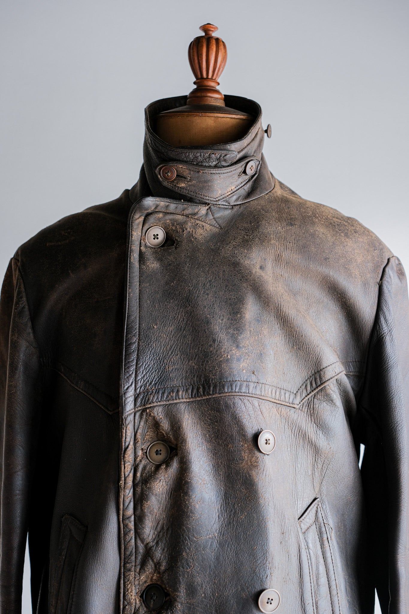 ［~40's］WWⅡ German Hitler-Jugend Double Breasted Motorcycle Leather Jacket