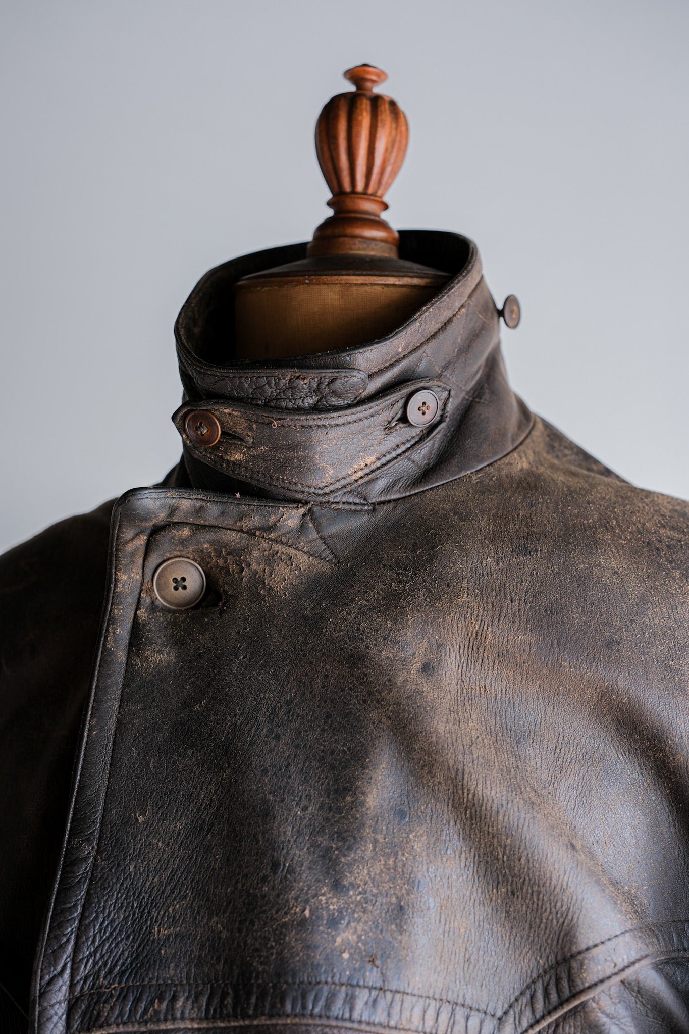 ［~40's］WWⅡ German Hitler-Jugend Double Breasted Motorcycle Leather Jacket