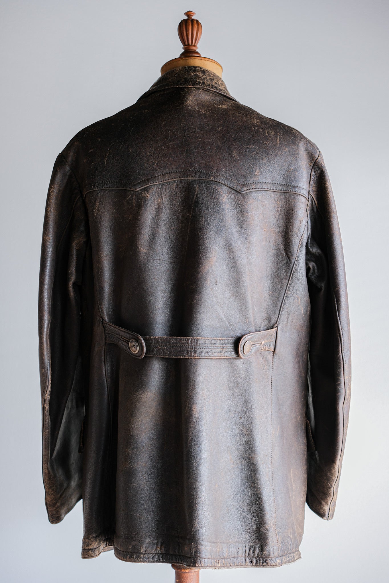 ［~40's］WWⅡ German Hitler-Jugend Double Breasted Motorcycle Leather Jacket