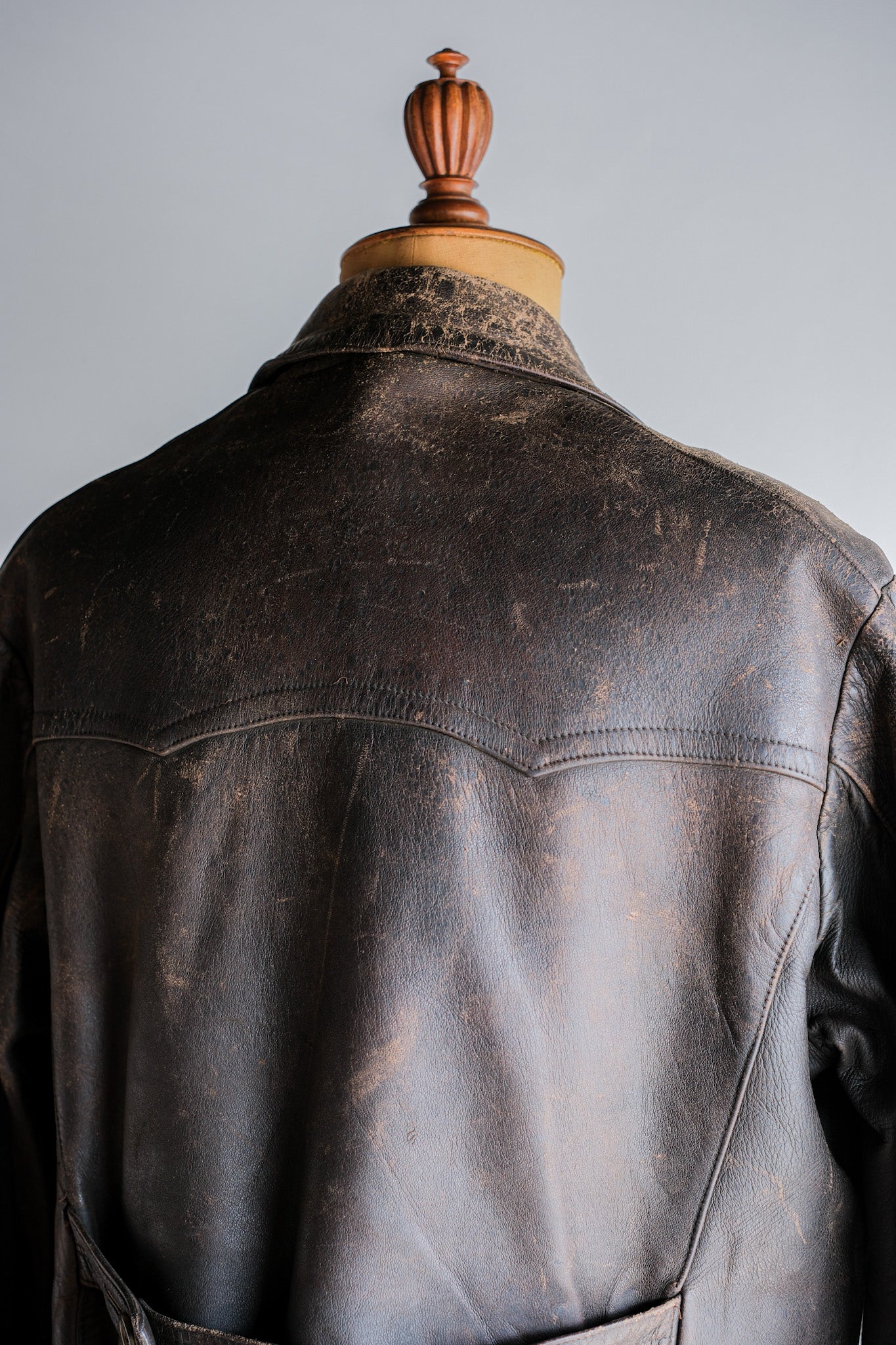 [~ 40's] WWⅡ German Hitler-Jugend Double Breasted Motorcycle Leather Jacket