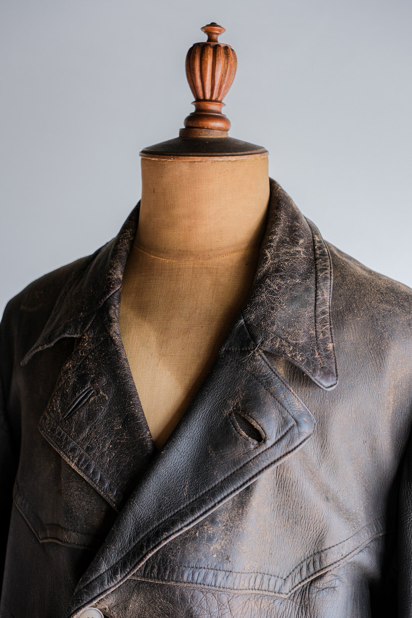 ［~40's］WWⅡ German Hitler-Jugend Double Breasted Motorcycle Leather Jacket