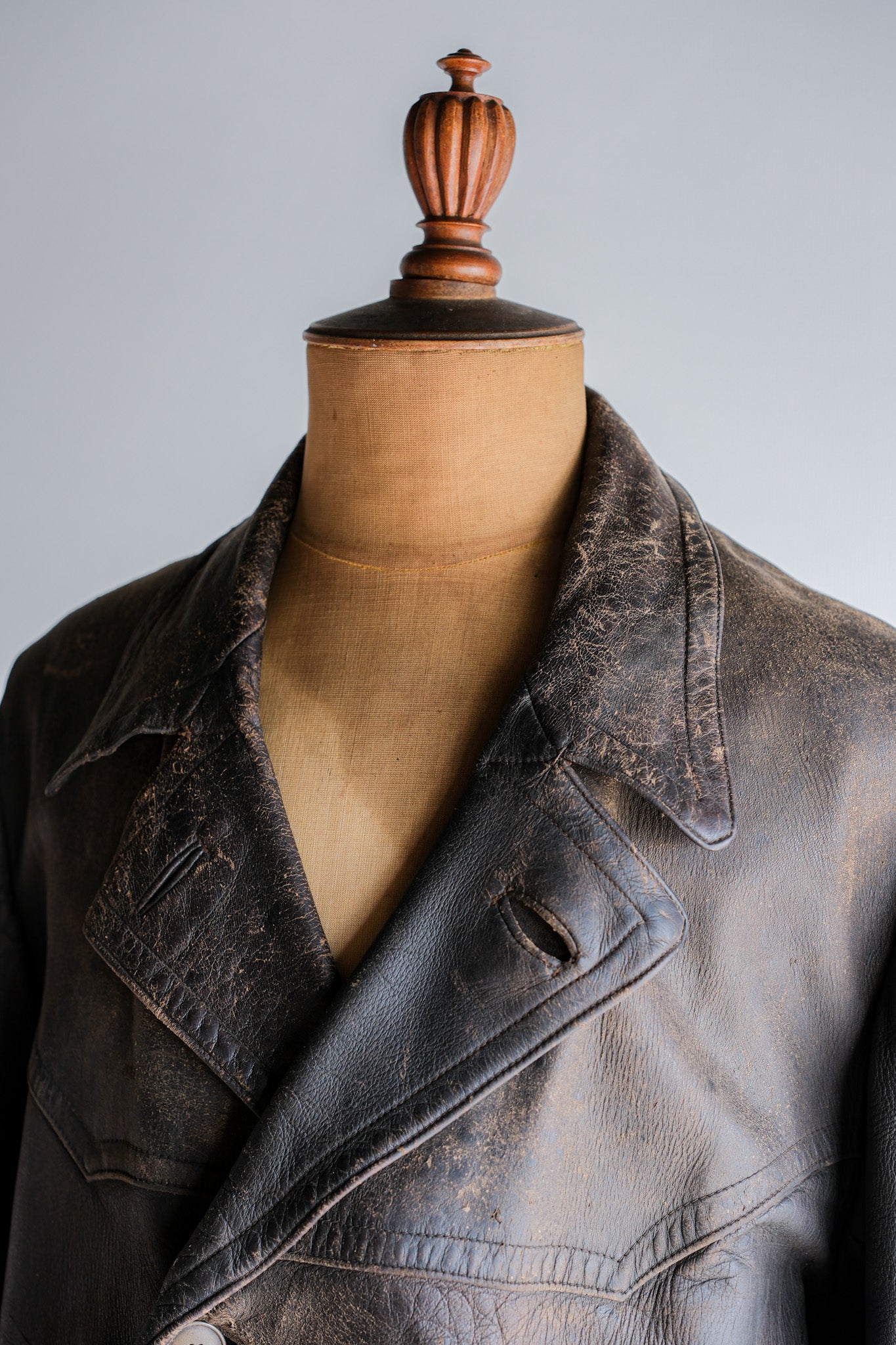 [~ 40's] WWⅡ German Hitler-Jugend Double Breasted Motorcycle Leather Jacket