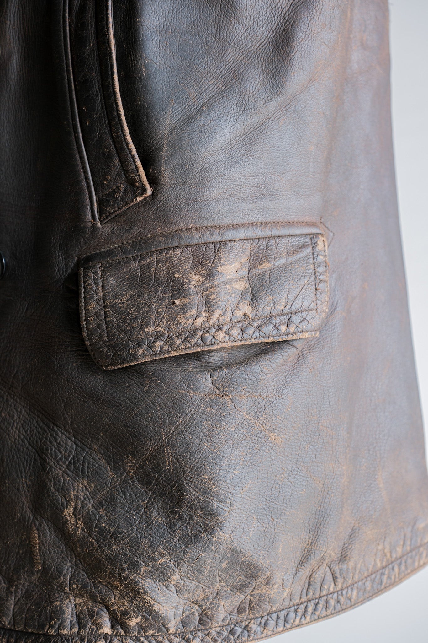 ［~40's］WWⅡ German Hitler-Jugend Double Breasted Motorcycle Leather Jacket