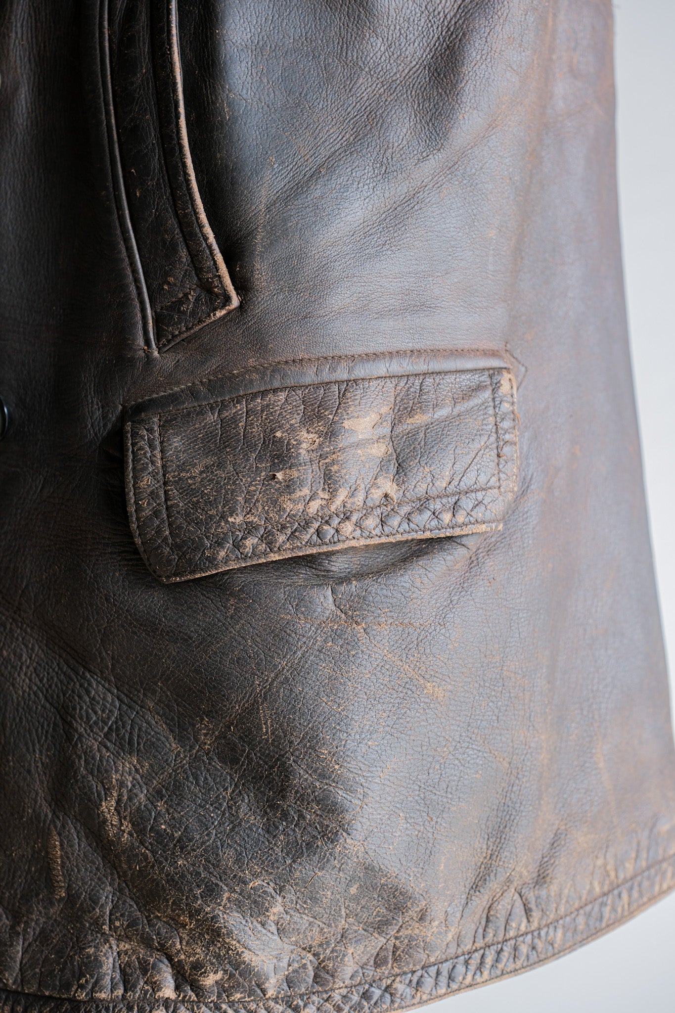 【~40's】WWⅡ German Hitler-Jugend Double Breasted Motorcycle Leather Jacket