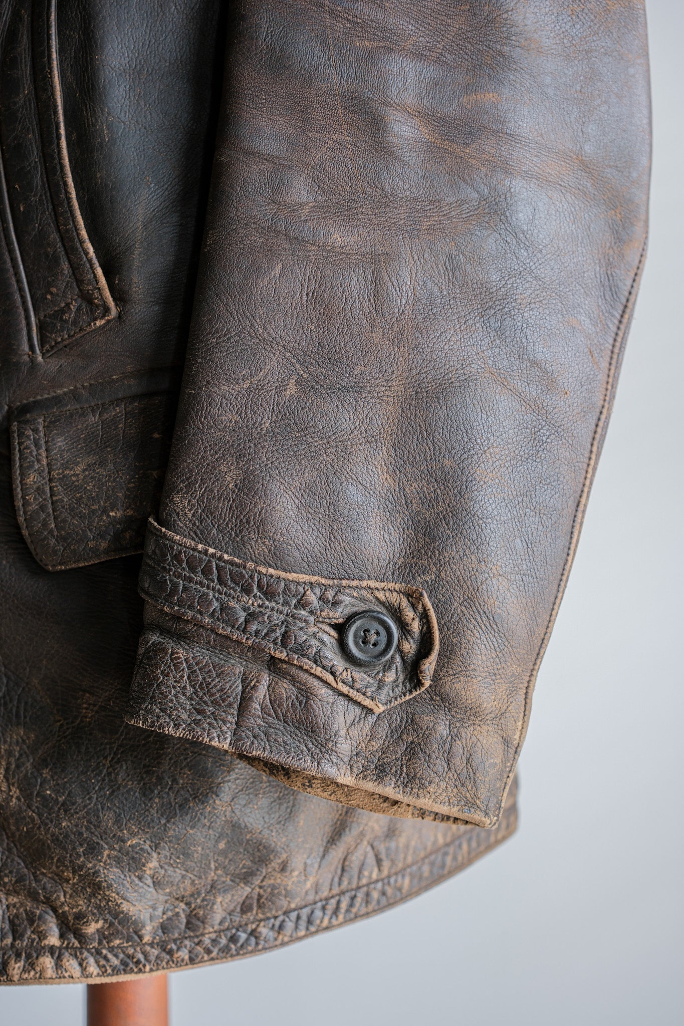 ［~40's］WWⅡ German Hitler-Jugend Double Breasted Motorcycle Leather Jacket