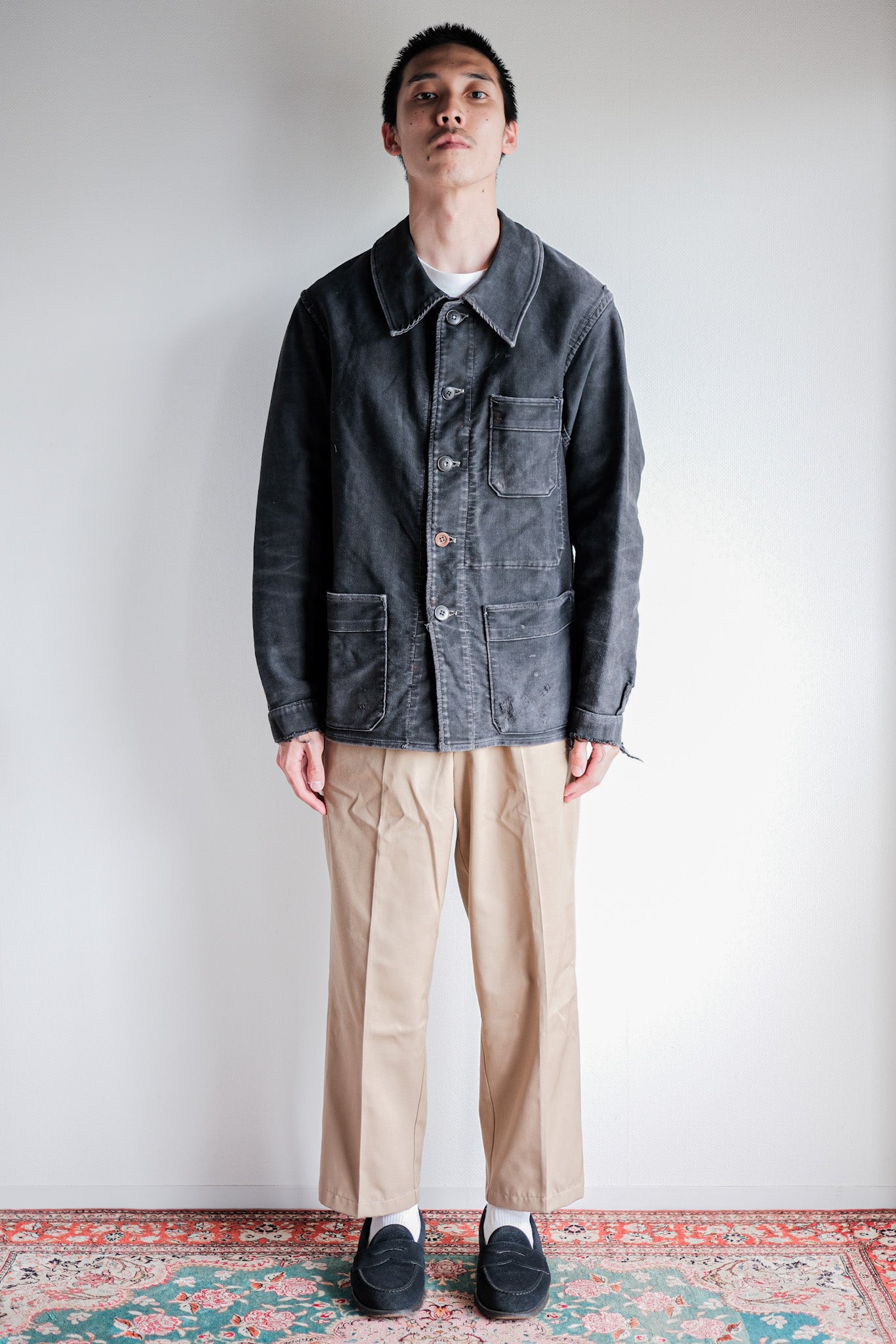 ［~40's］French Vintage Black Moleskin Work Jacket "Adolphe Lafont"