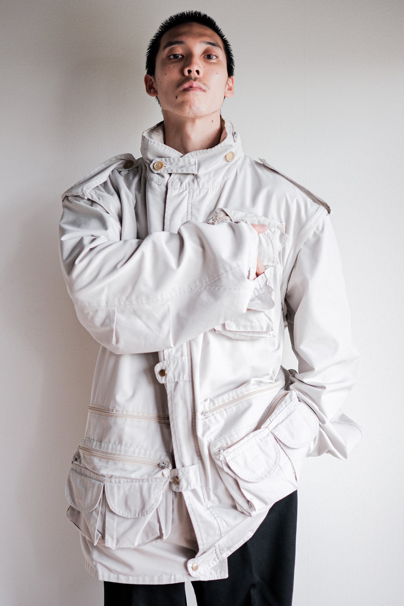 90's】Old Renoma Paris Detachable Sleeve Multi Pocket Jacket With Lin