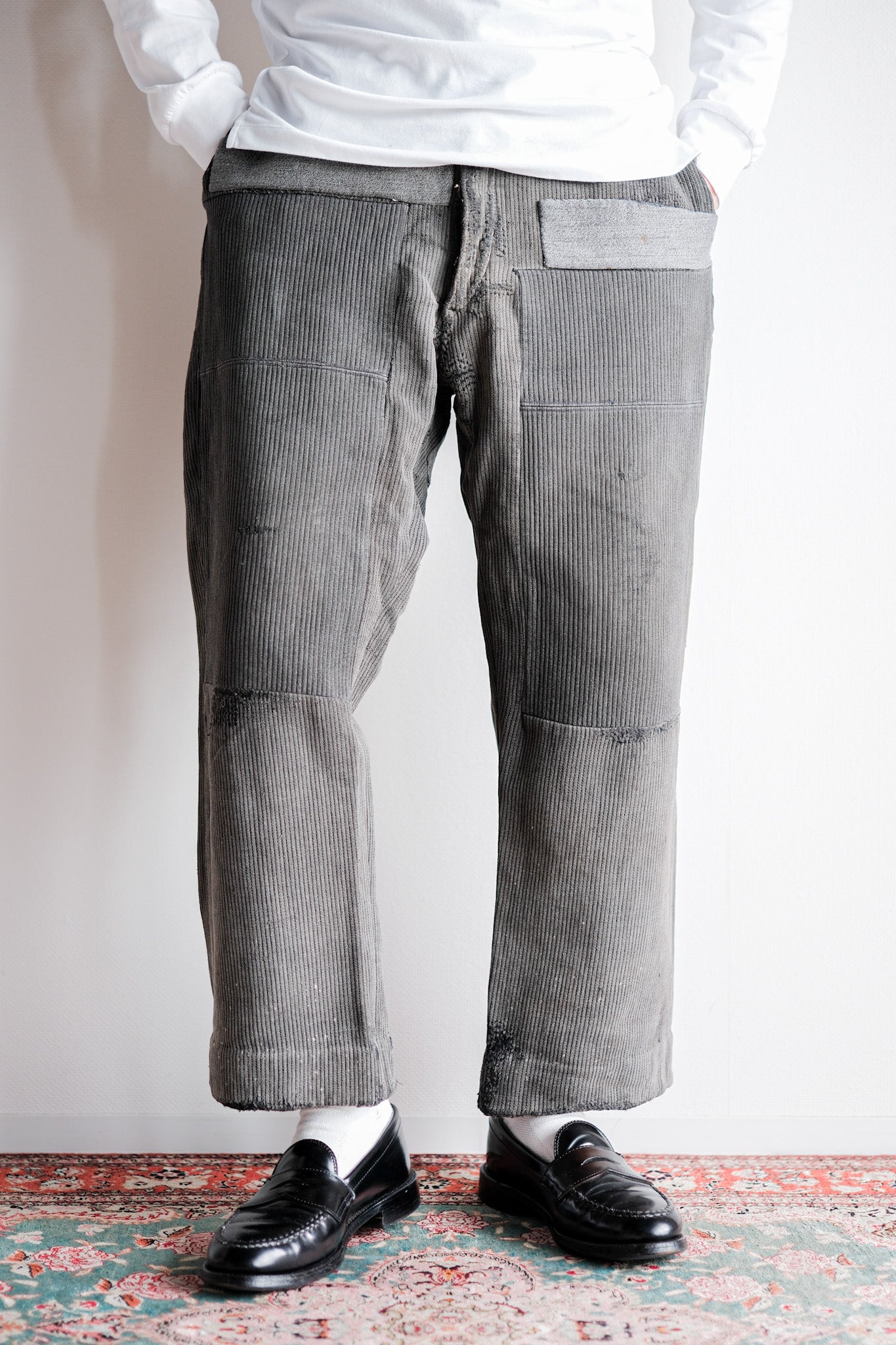 【~40's】French Vintage Gray Cotton Pique Work Pants 