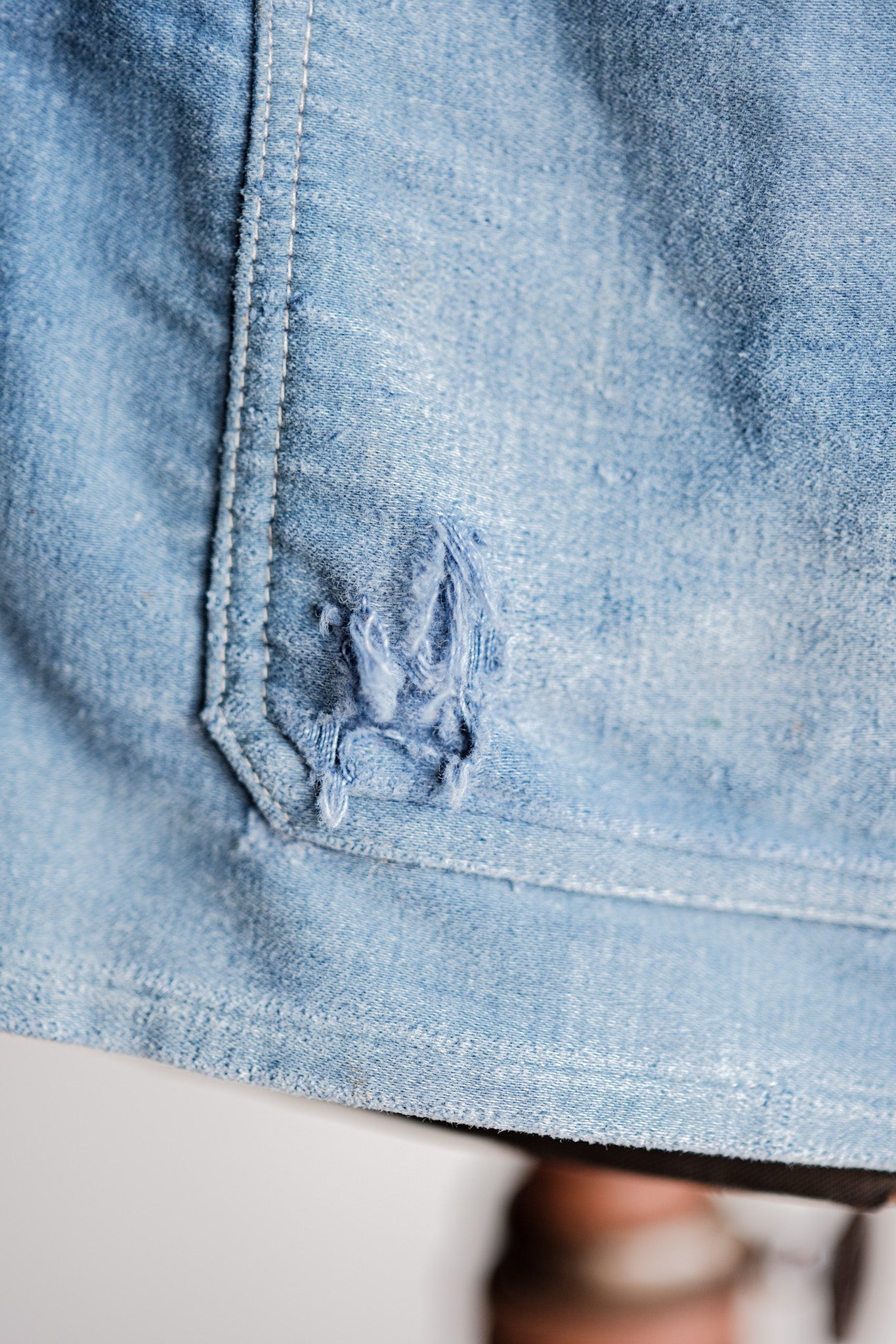 ［~40's］French Vintage Blue Moleskin Work Jacket "Le Mont St. Michel"