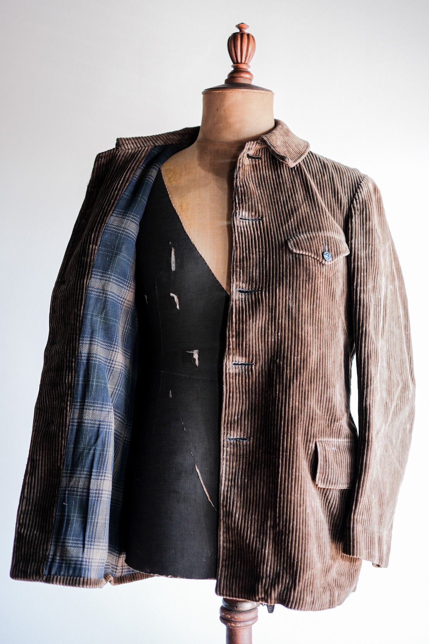 40's] French Vintage Brown Corduroy Gamekeeper Hunting Jacket