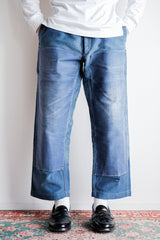 【~30's】French Vintage Blue Moleskin Work Pants "Patchwork"